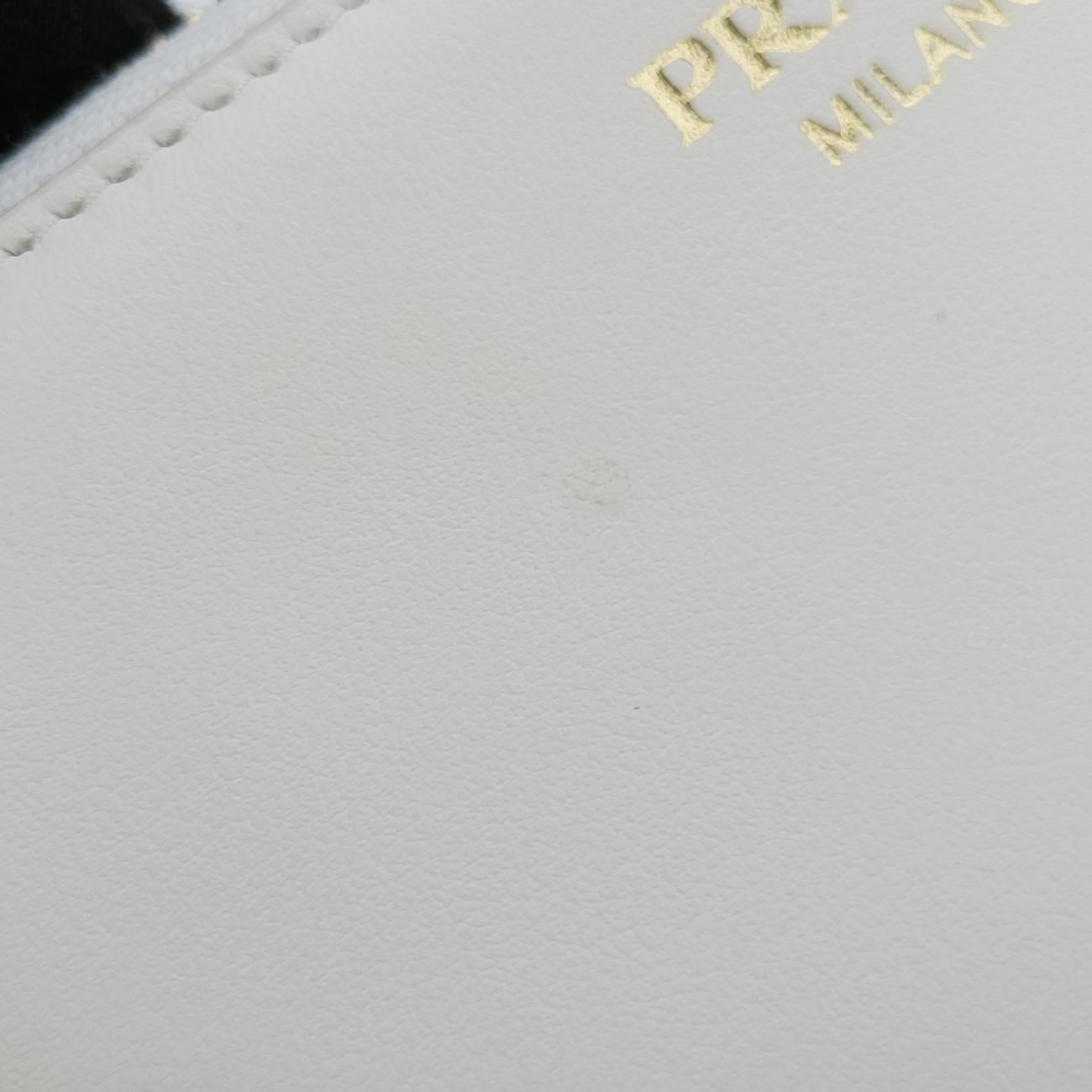 Pre-owned Prada Triangle Logo White Straw  shoulderbag | stylenewstar