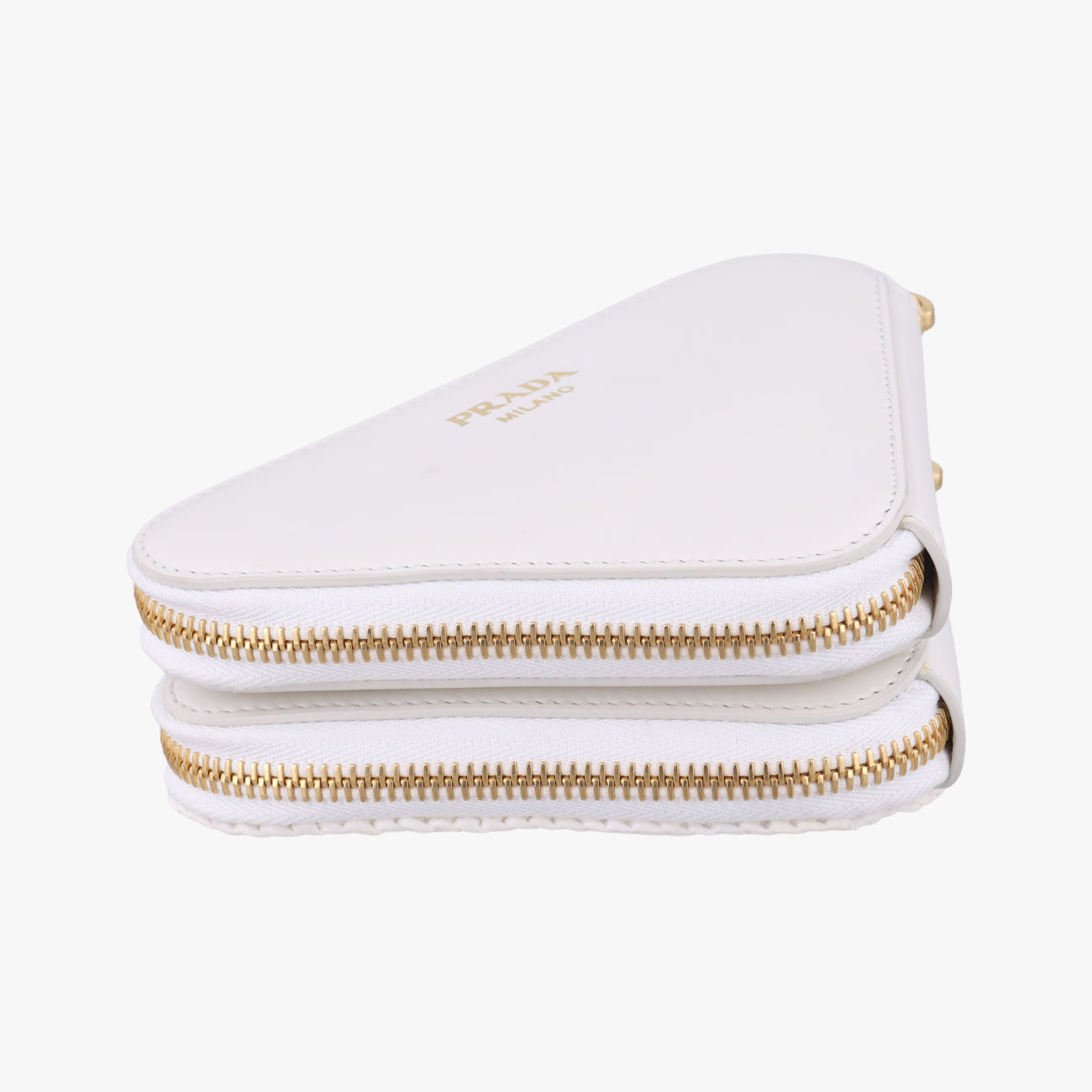 Pre-owned Prada Triangle Logo White Straw  shoulderbag | stylenewstar