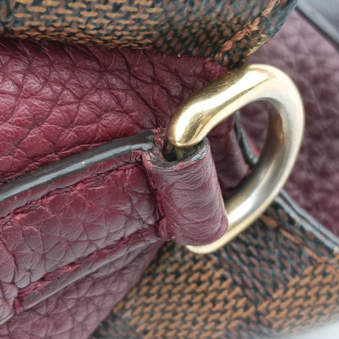 Pre-owned Louis Vuitton Brittany EBENE×BORDEAUX Damier Canvas×calf leather N41675 shoulderbag | stylenewstar