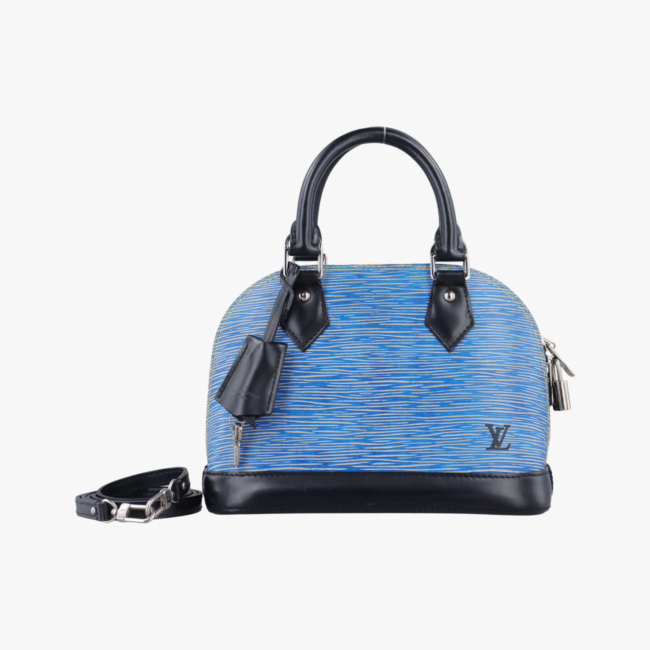 Pre-owned Louis Vuitton Alma BB DENIM BLEU×black Epi M41437 shoulderbag | stylenewstar
