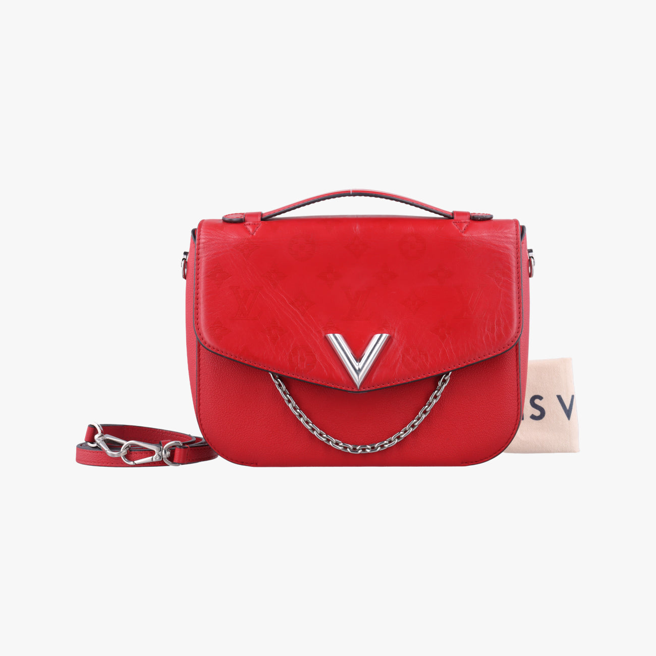 Pre-owned Louis Vuitton Very Chain Bag Ruby leather M44285 shoulderbag | stylenewstar
