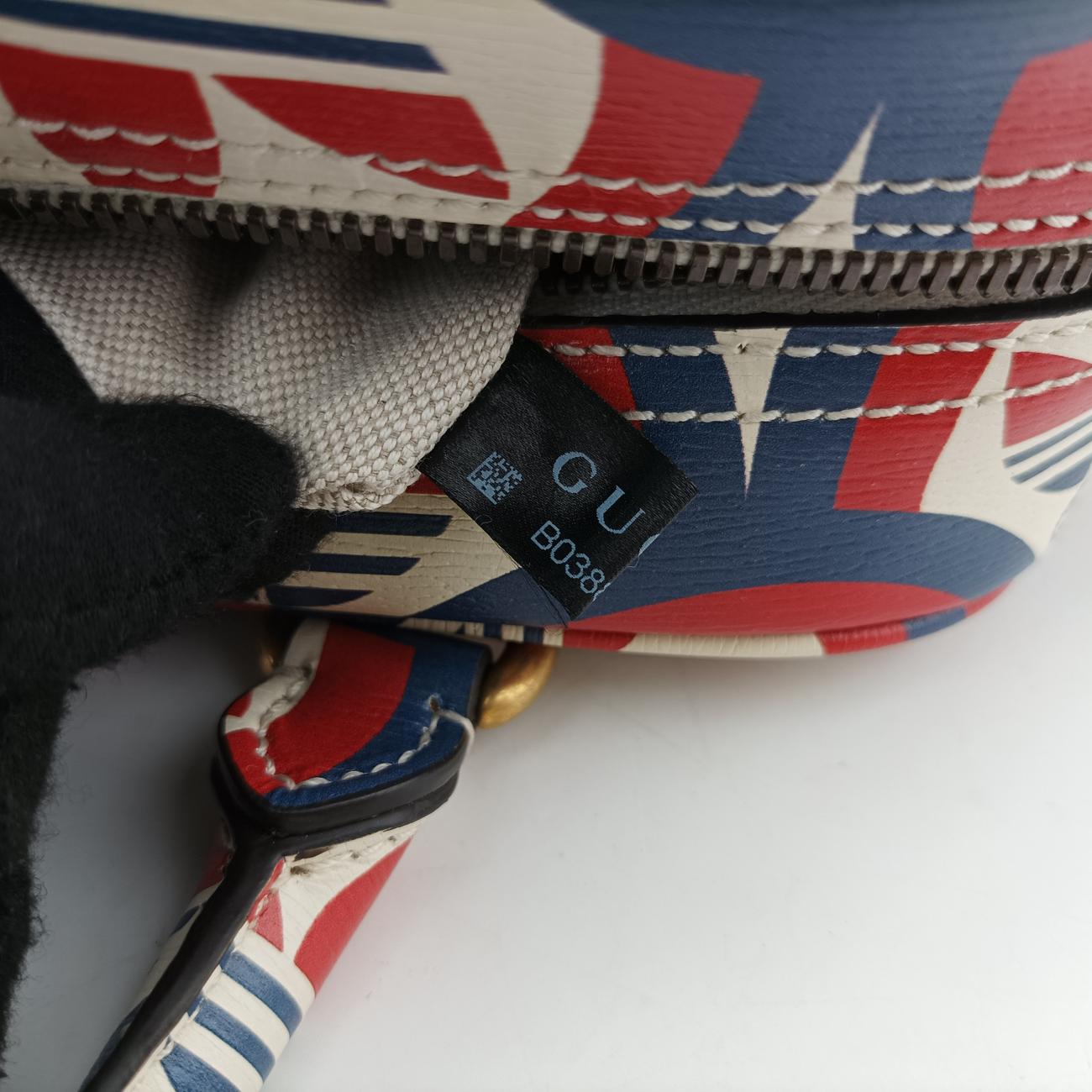 Pre-owned Gucci adidas collaboration mini duffel White x Red x Blue Leather 702397 shoulderbag | stylenewstar