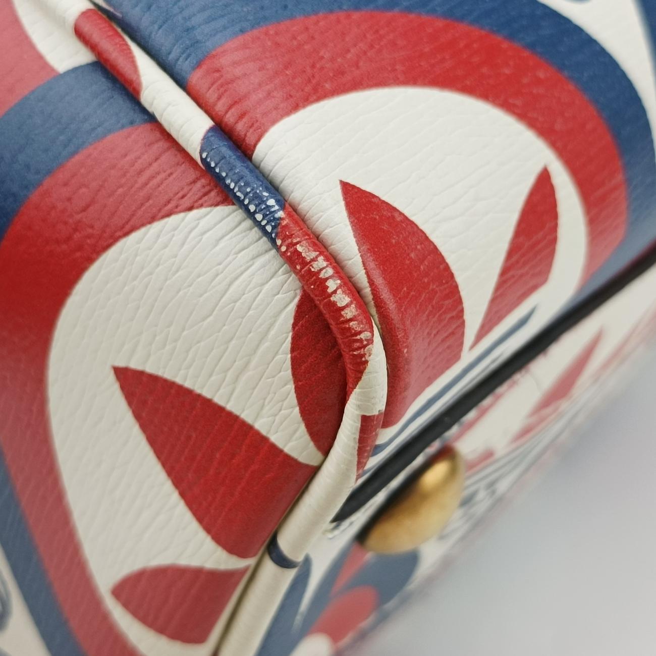 Pre-owned Gucci adidas collaboration mini duffel White x Red x Blue Leather 702397 shoulderbag | stylenewstar