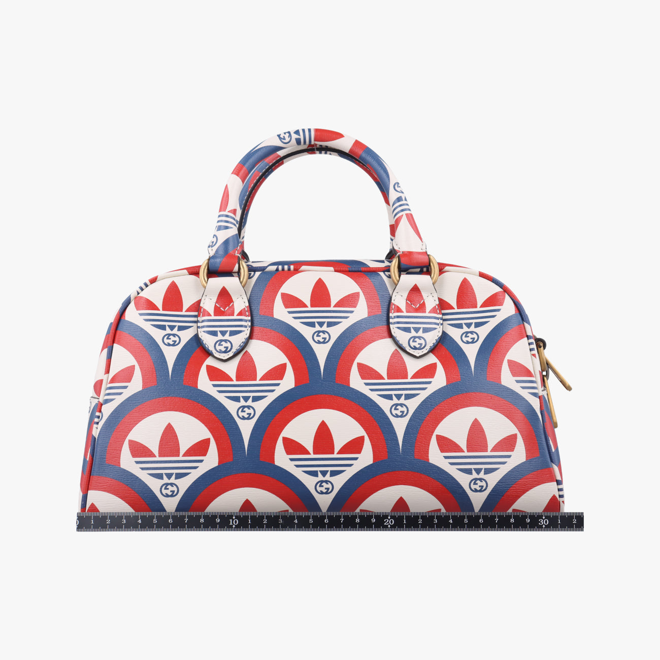 Pre-owned Gucci adidas collaboration mini duffel White x Red x Blue Leather 702397 shoulderbag | stylenewstar