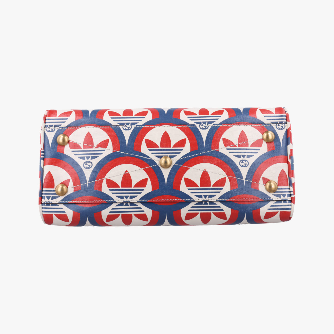 Pre-owned Gucci adidas collaboration mini duffel White x Red x Blue Leather 702397 shoulderbag | stylenewstar