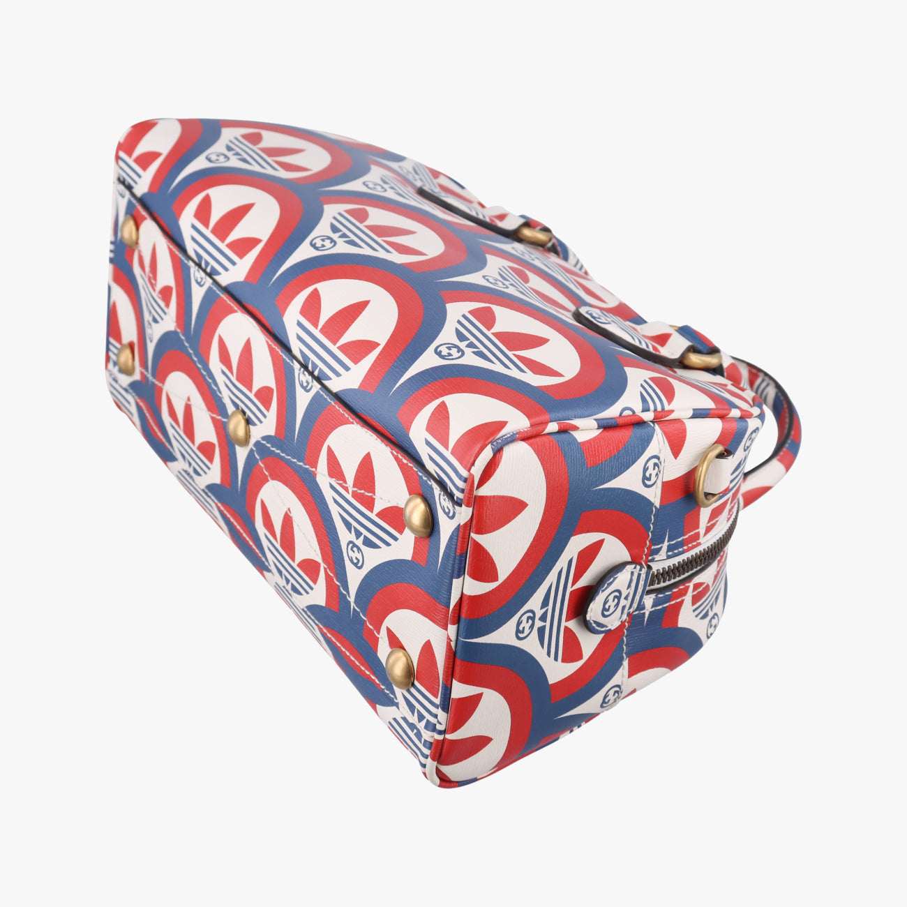 Pre-owned Gucci adidas collaboration mini duffel White x Red x Blue Leather 702397 shoulderbag | stylenewstar