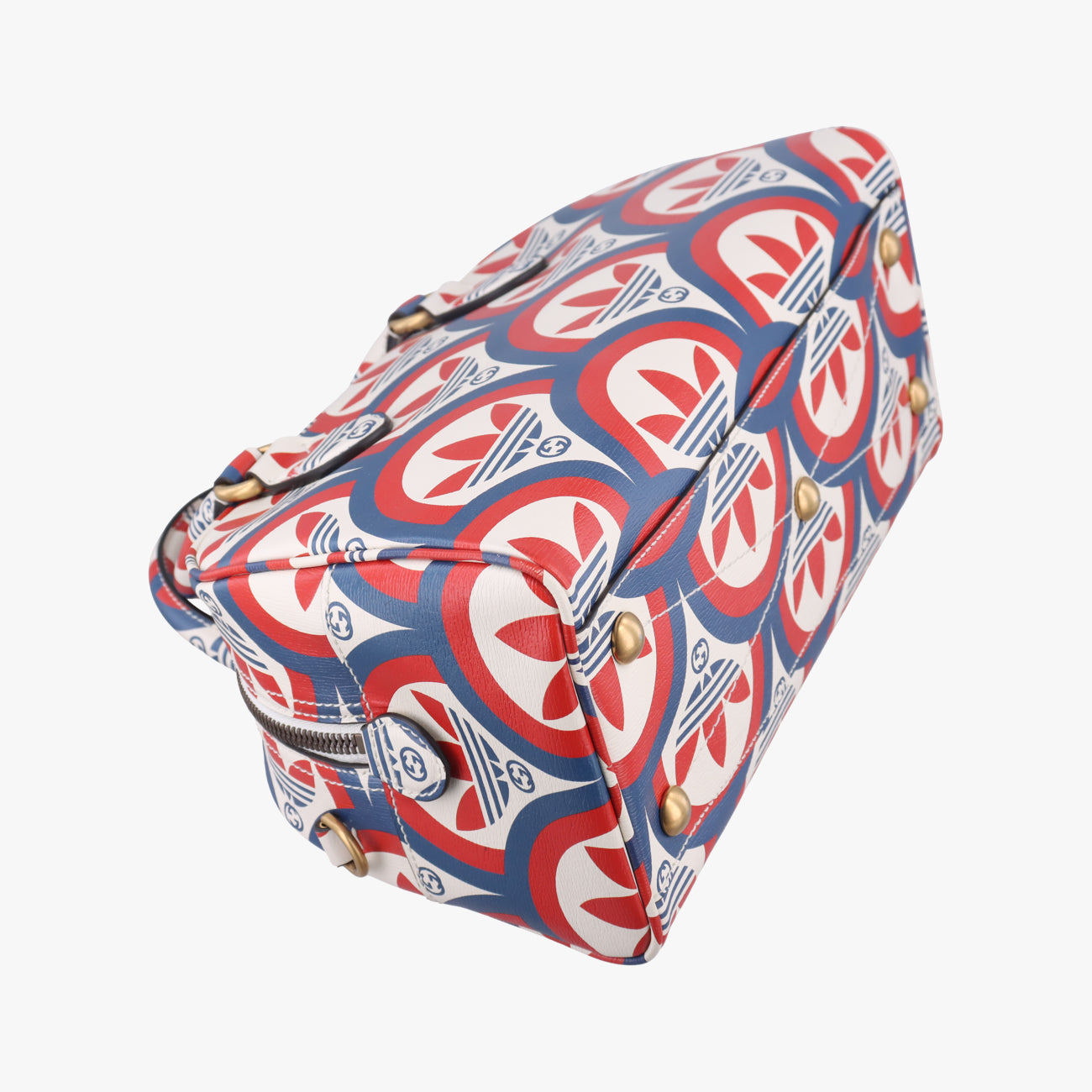 Pre-owned Gucci adidas collaboration mini duffel White x Red x Blue Leather 702397 shoulderbag | stylenewstar