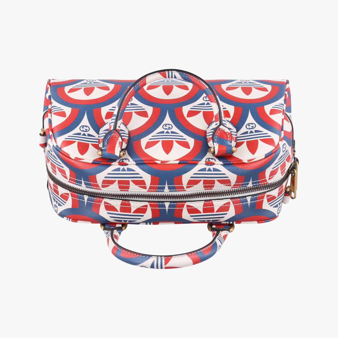 Pre-owned Gucci adidas collaboration mini duffel White x Red x Blue Leather 702397 shoulderbag | stylenewstar