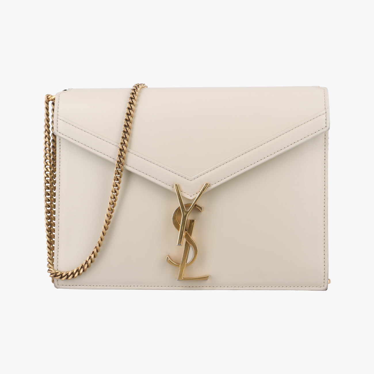 Pre-owned Yves Saint Laurent CASSANDRA White Leather 532750 shoulderbag | stylenewstar