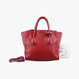 Twin Pocket Winged Tote Red Leather 12 113