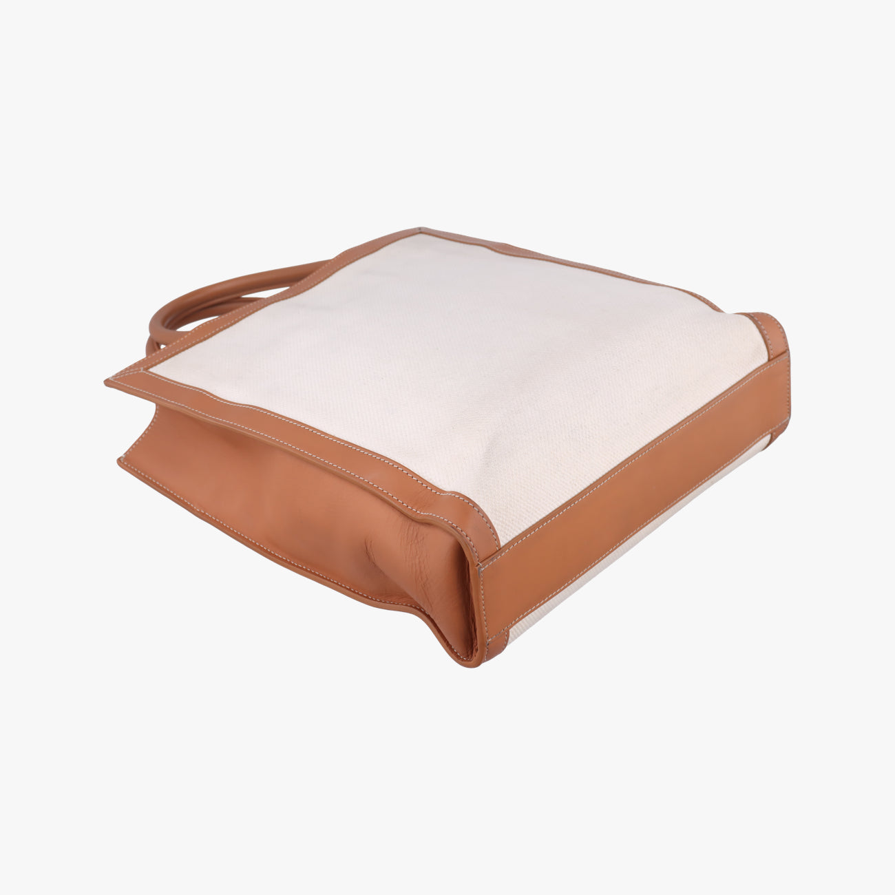 Secondhand Celine Vertical CABAS White×brown Canvas×leather  shoulderbag | stylenewstar