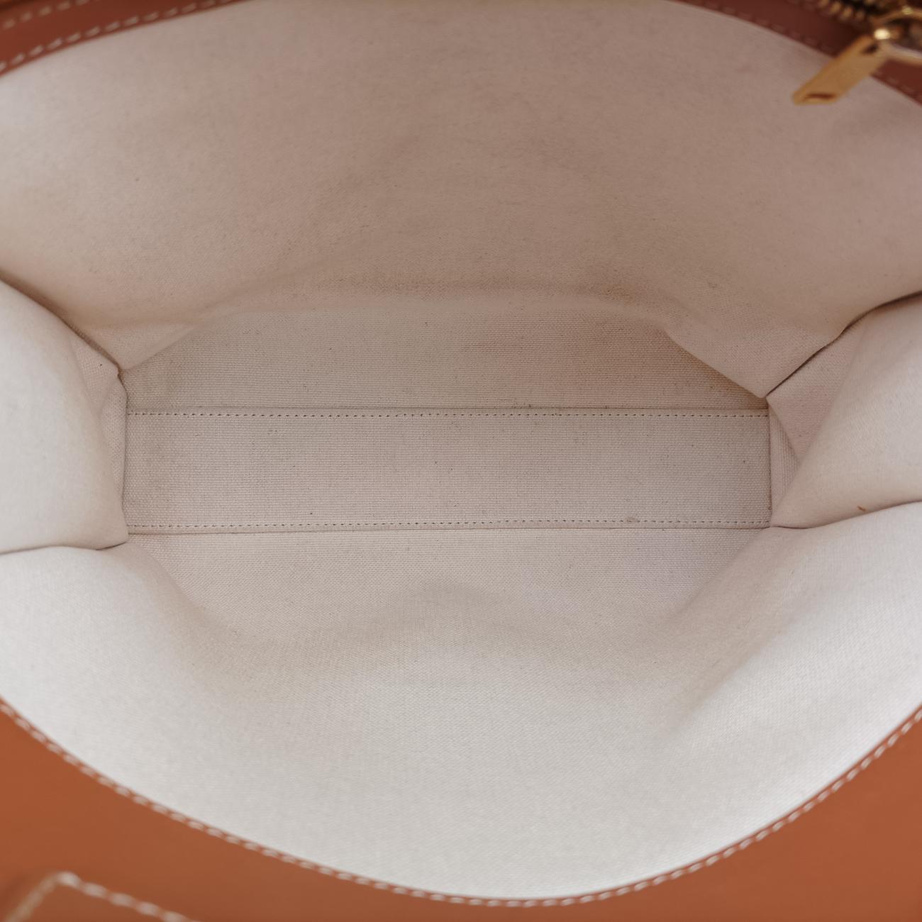 Secondhand Celine Vertical CABAS White×brown Canvas×leather  shoulderbag | stylenewstar