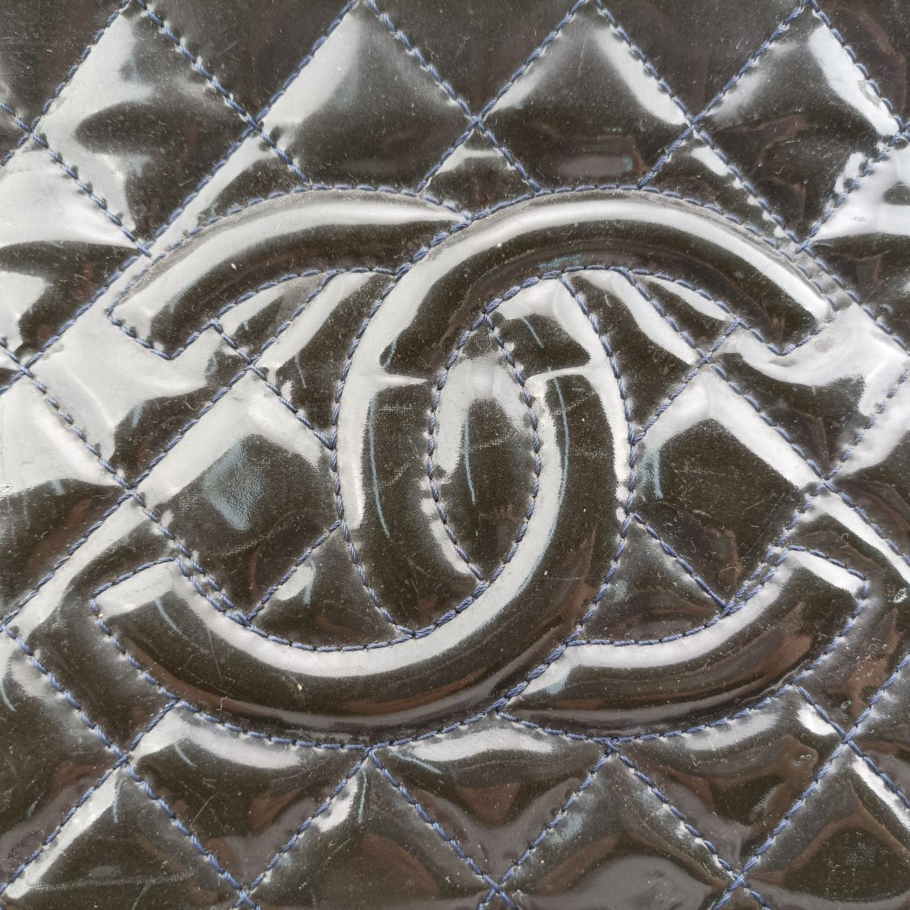 Pre-owned Chanel Matelasse Cocomark GST Navy Patent A65734 shoulderbag | stylenewstar