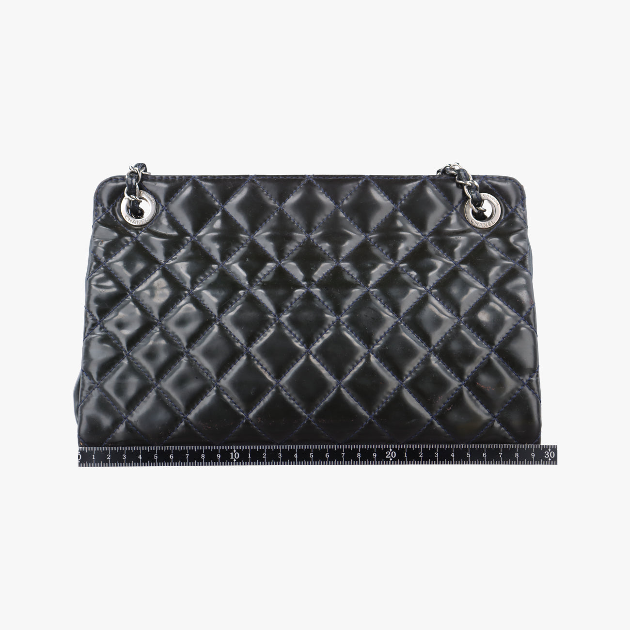 Pre-owned Chanel Matelasse Cocomark GST Navy Patent A65734 shoulderbag | stylenewstar