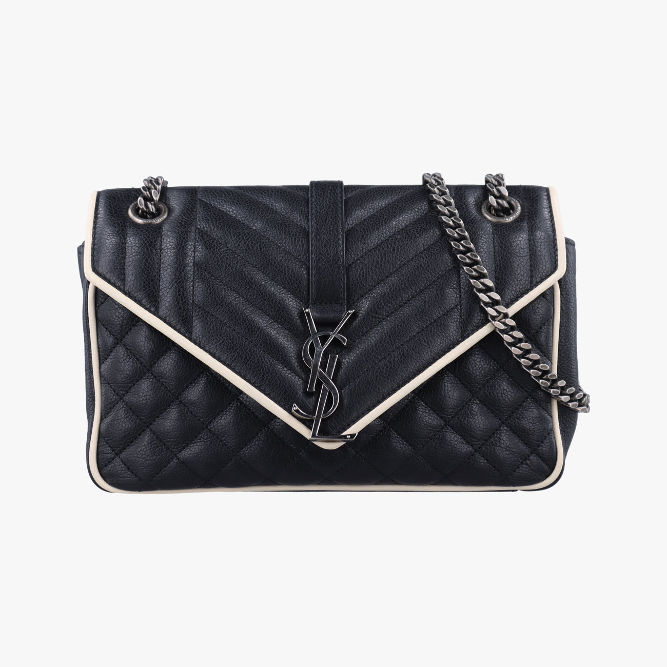 Vintage Yves Saint Laurent ENVELOPE Black×White Leather 428125 shoulderbag | stylenewstar