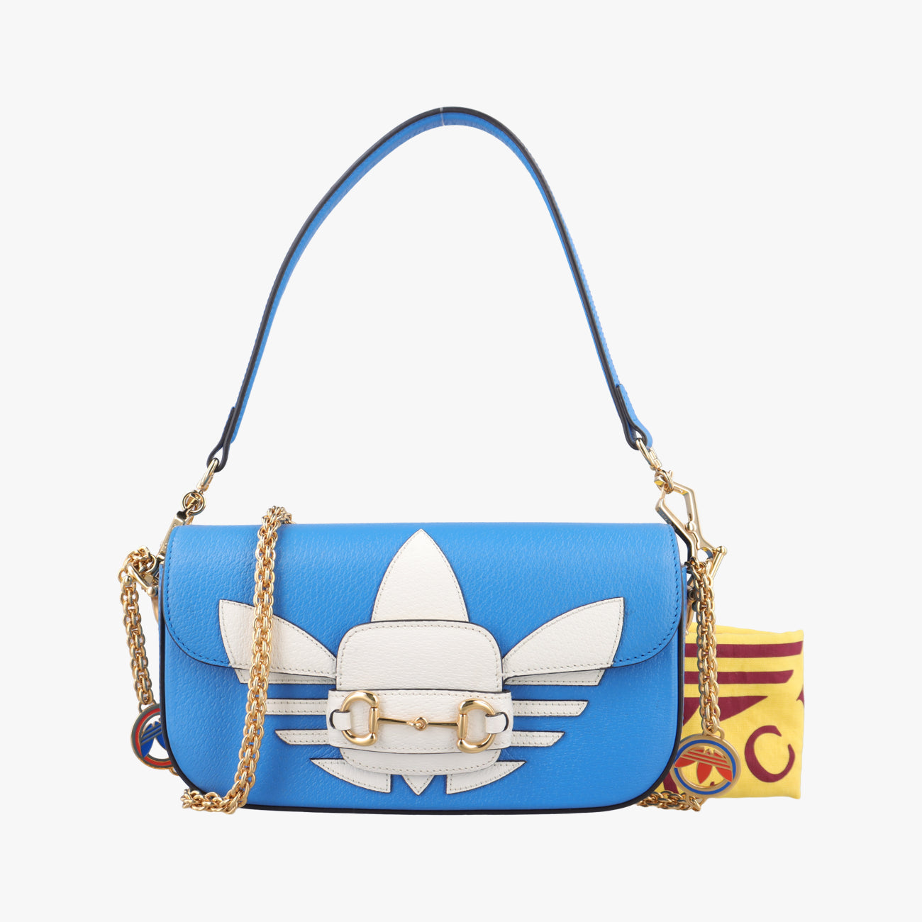 Pre-owned Gucci Adidas collaboration Horsebit Blue×white Leather 722009 shoulderbag | stylenewstar