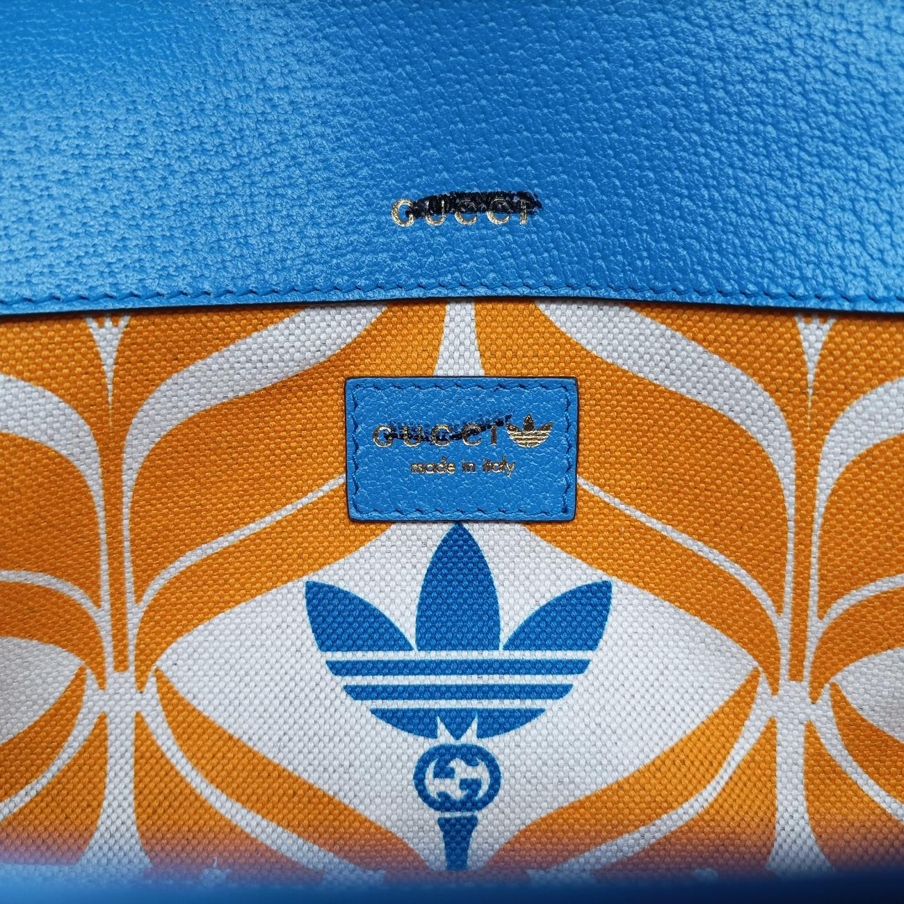 Pre-owned Gucci Adidas collaboration Horsebit Blue×white Leather 722009 shoulderbag | stylenewstar