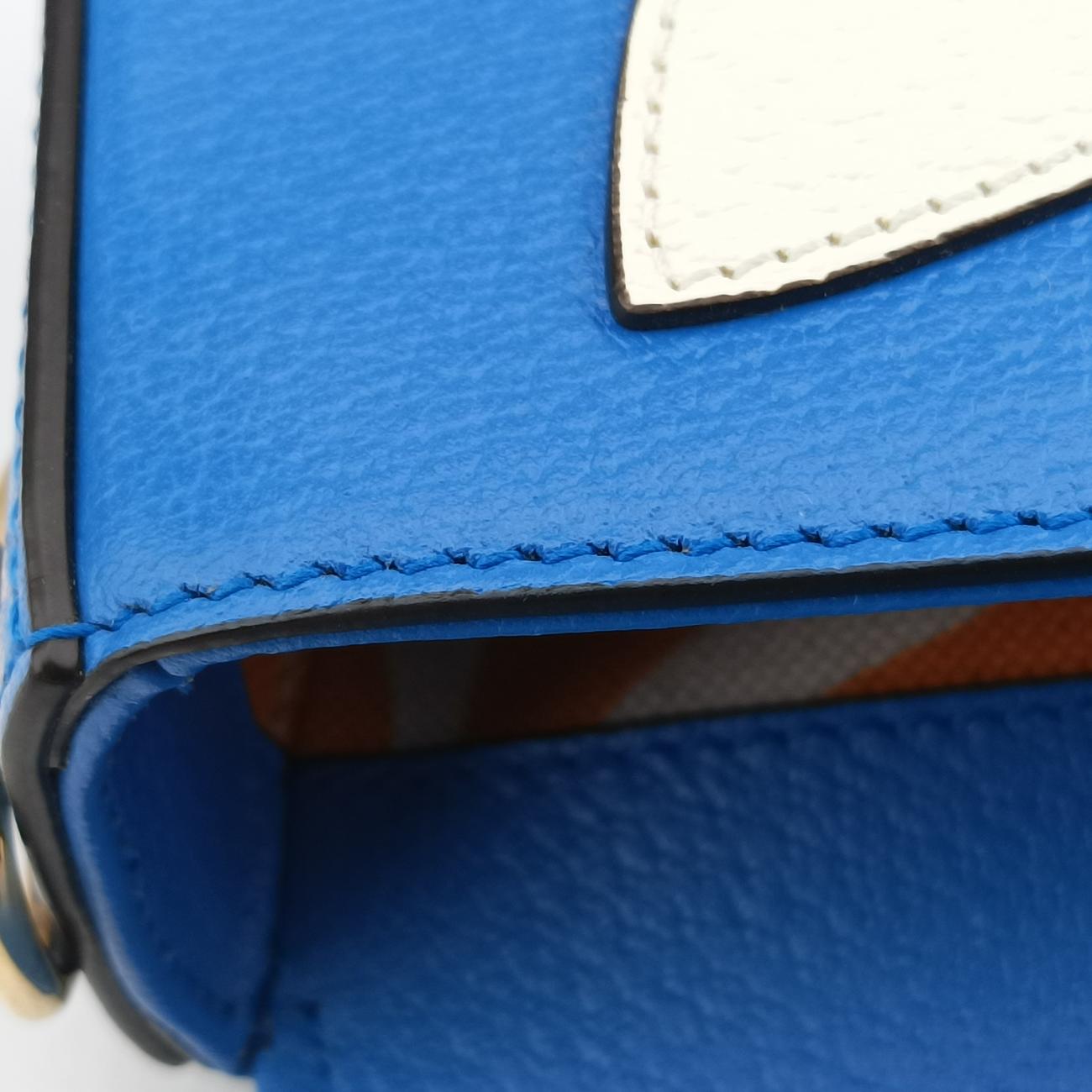 Pre-owned Gucci Adidas collaboration Horsebit Blue×white Leather 722009 shoulderbag | stylenewstar