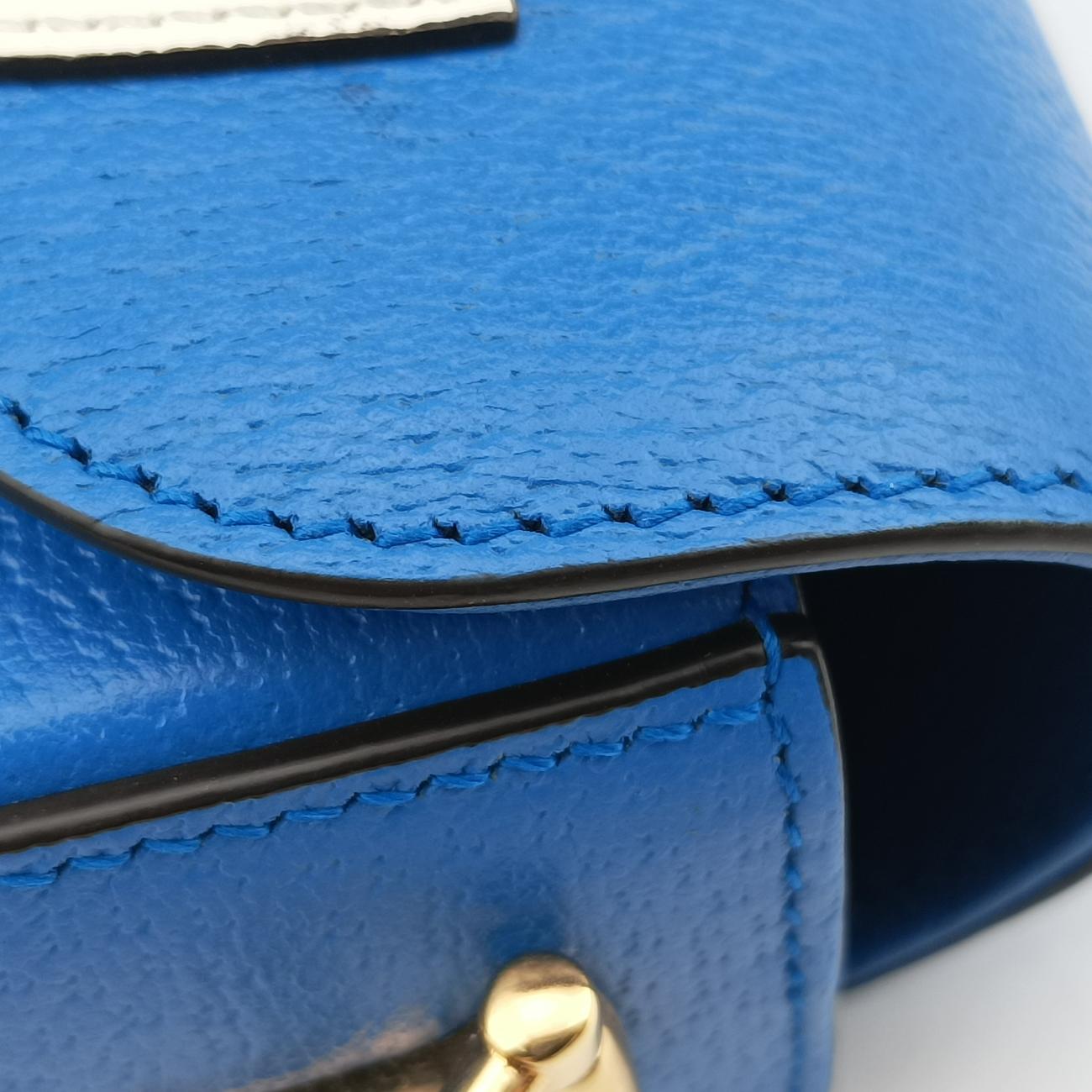 Pre-owned Gucci Adidas collaboration Horsebit Blue×white Leather 722009 shoulderbag | stylenewstar