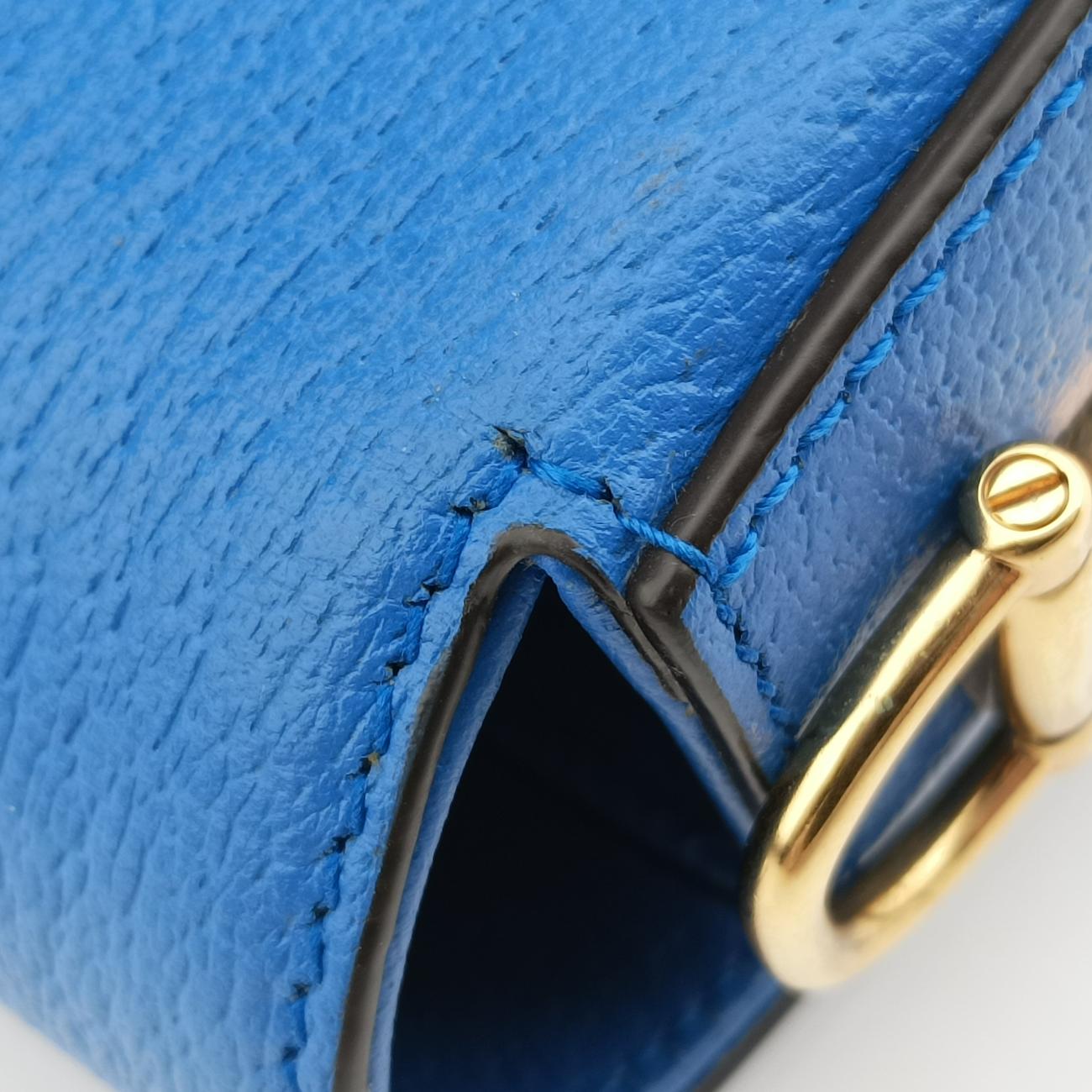 Pre-owned Gucci Adidas collaboration Horsebit Blue×white Leather 722009 shoulderbag | stylenewstar