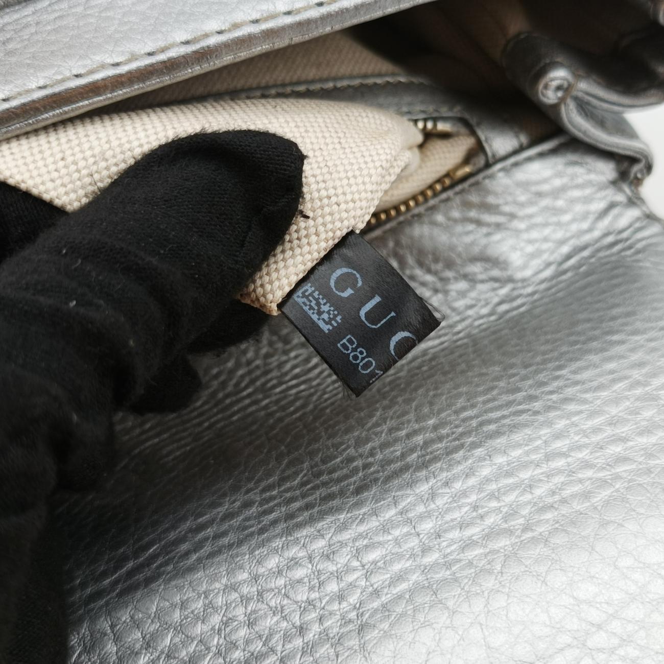 Pre-owned Gucci New Bamboo Silver Leather 254884 shoulderbag | stylenewstar