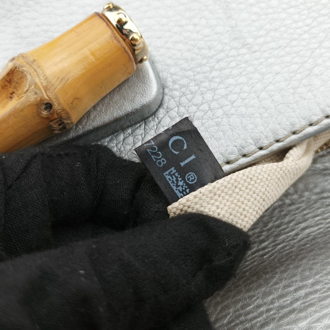 Pre-owned Gucci New Bamboo Silver Leather 254884 shoulderbag | stylenewstar