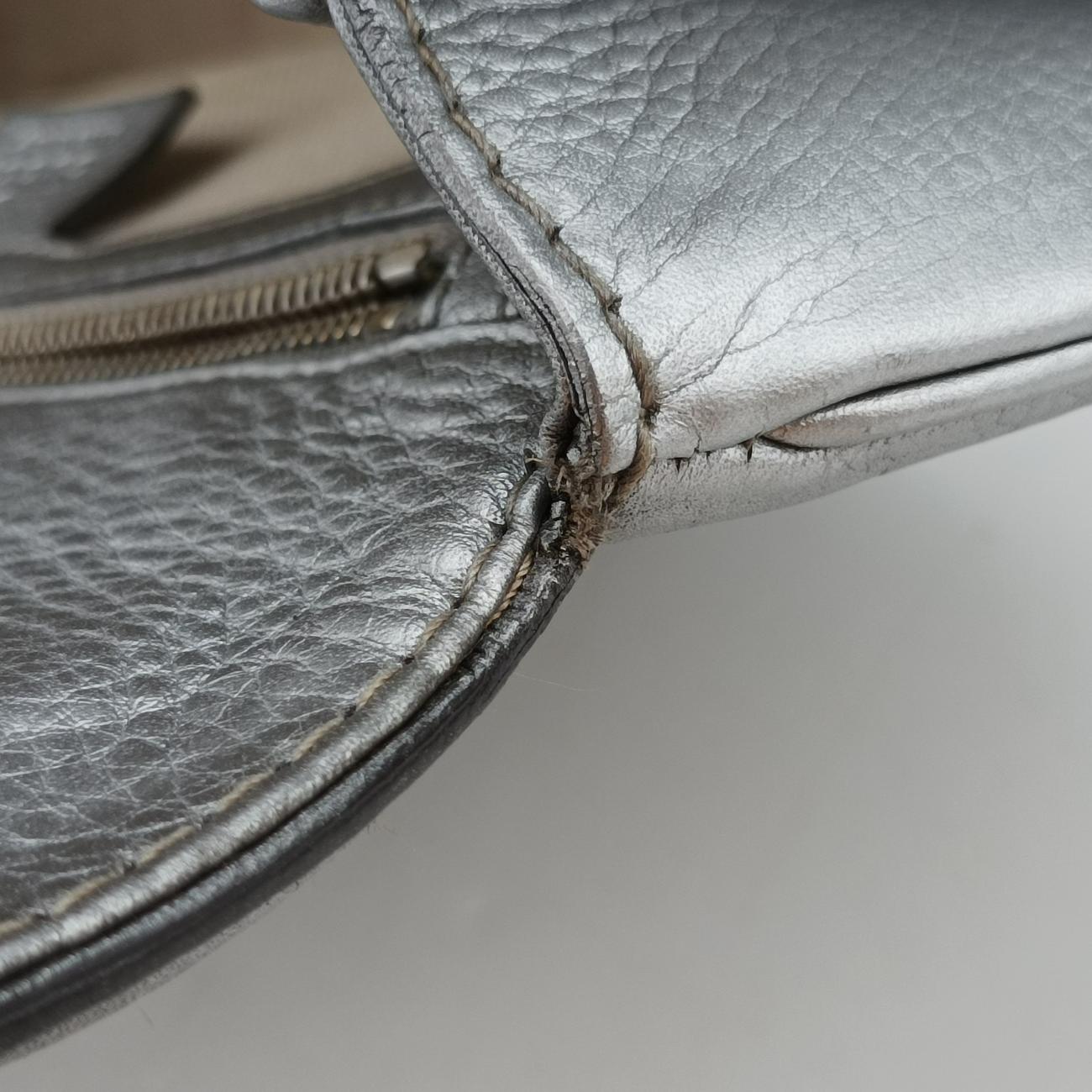 Pre-owned Gucci New Bamboo Silver Leather 254884 shoulderbag | stylenewstar