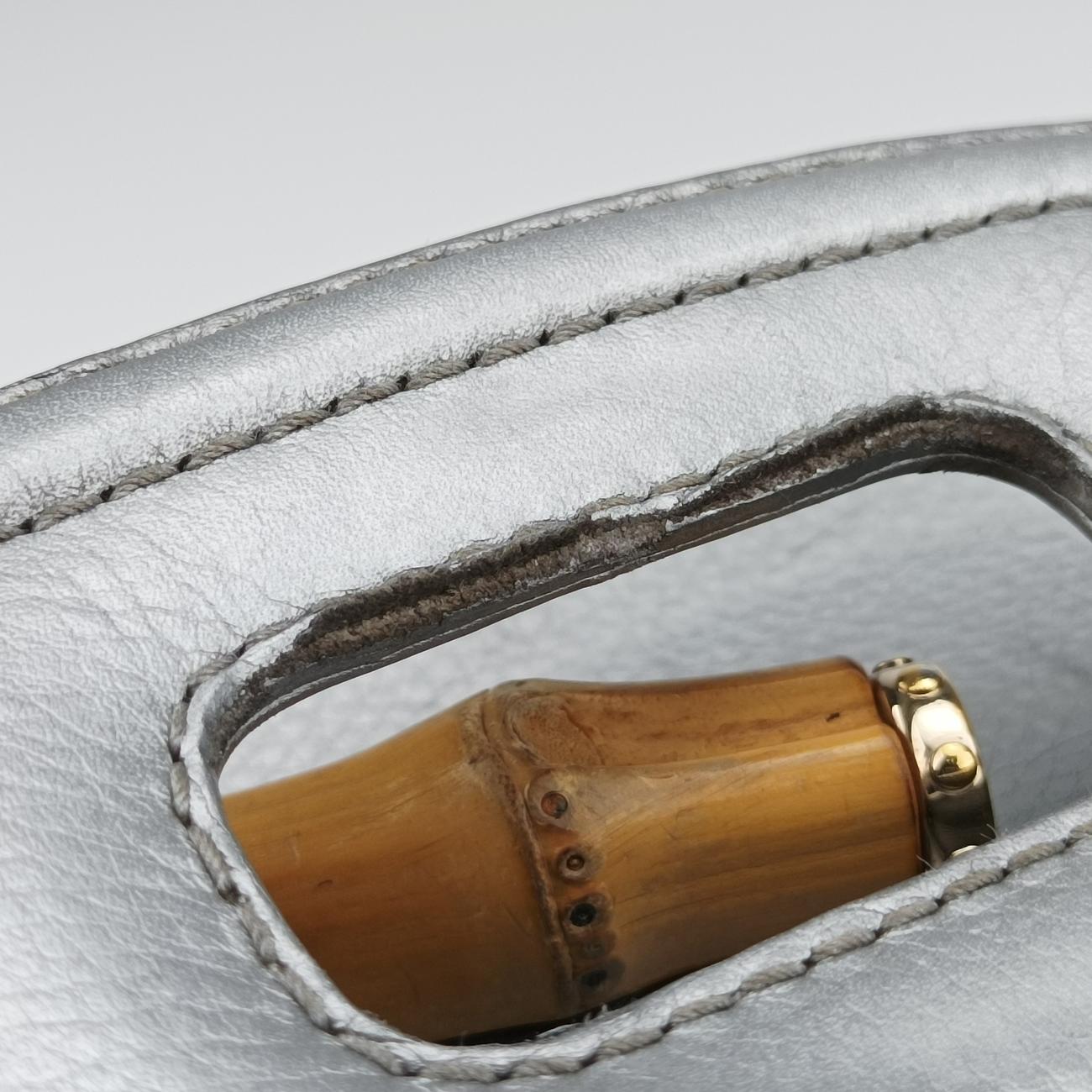 Pre-owned Gucci New Bamboo Silver Leather 254884 shoulderbag | stylenewstar