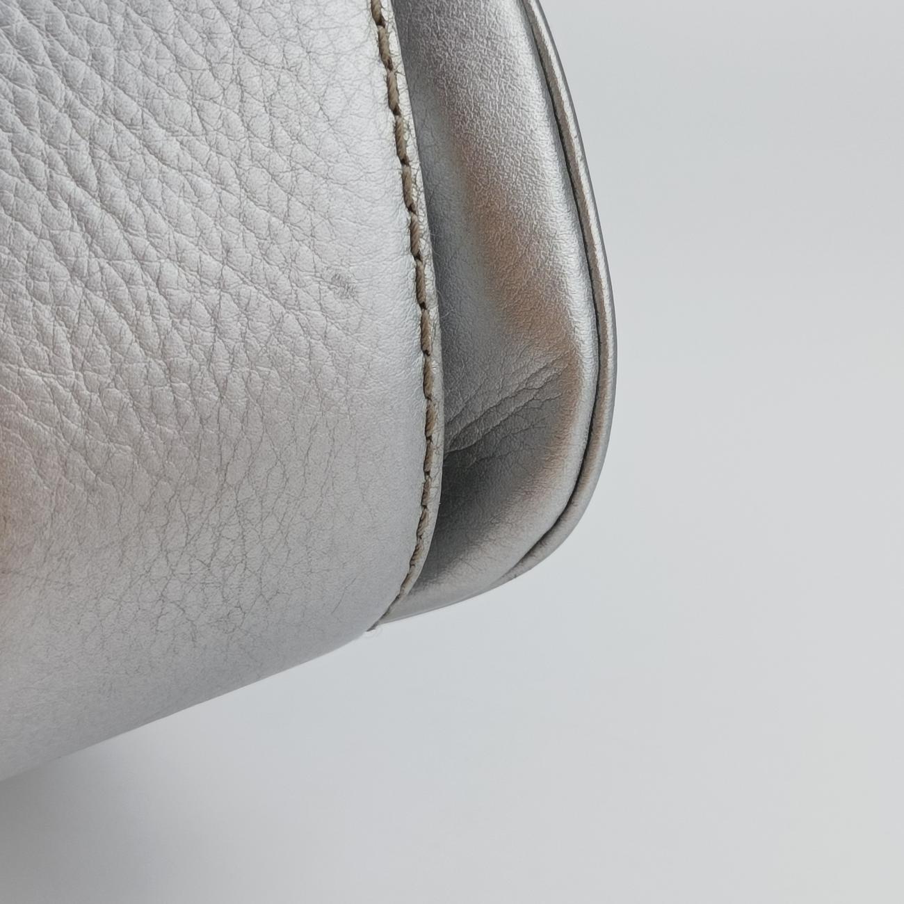 Pre-owned Gucci New Bamboo Silver Leather 254884 shoulderbag | stylenewstar