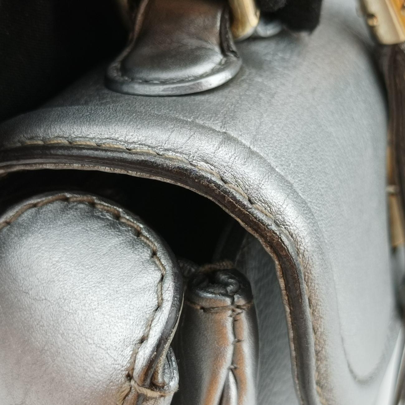 Pre-owned Gucci New Bamboo Silver Leather 254884 shoulderbag | stylenewstar