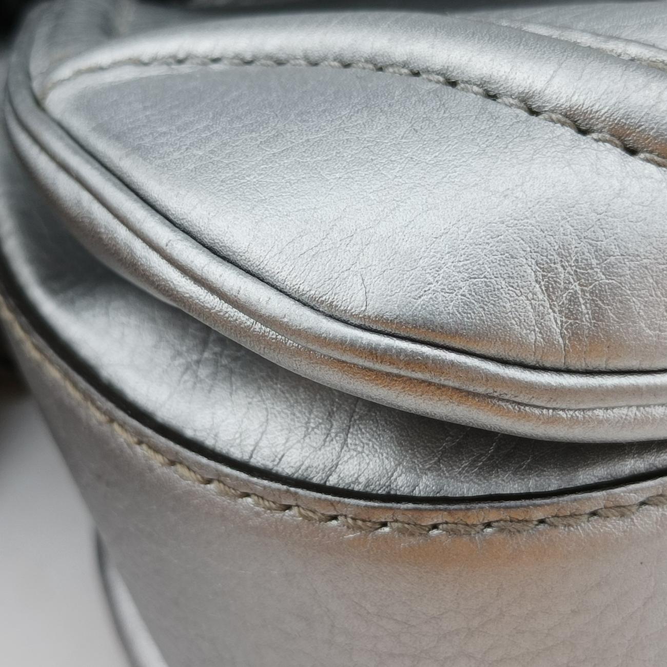 Pre-owned Gucci New Bamboo Silver Leather 254884 shoulderbag | stylenewstar