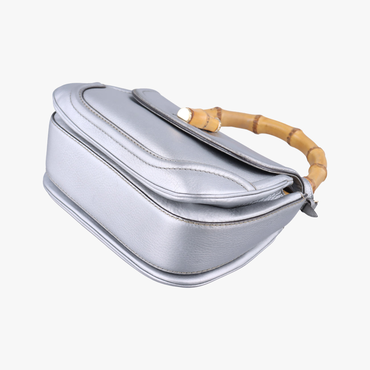 Pre-owned Gucci New Bamboo Silver Leather 254884 shoulderbag | stylenewstar