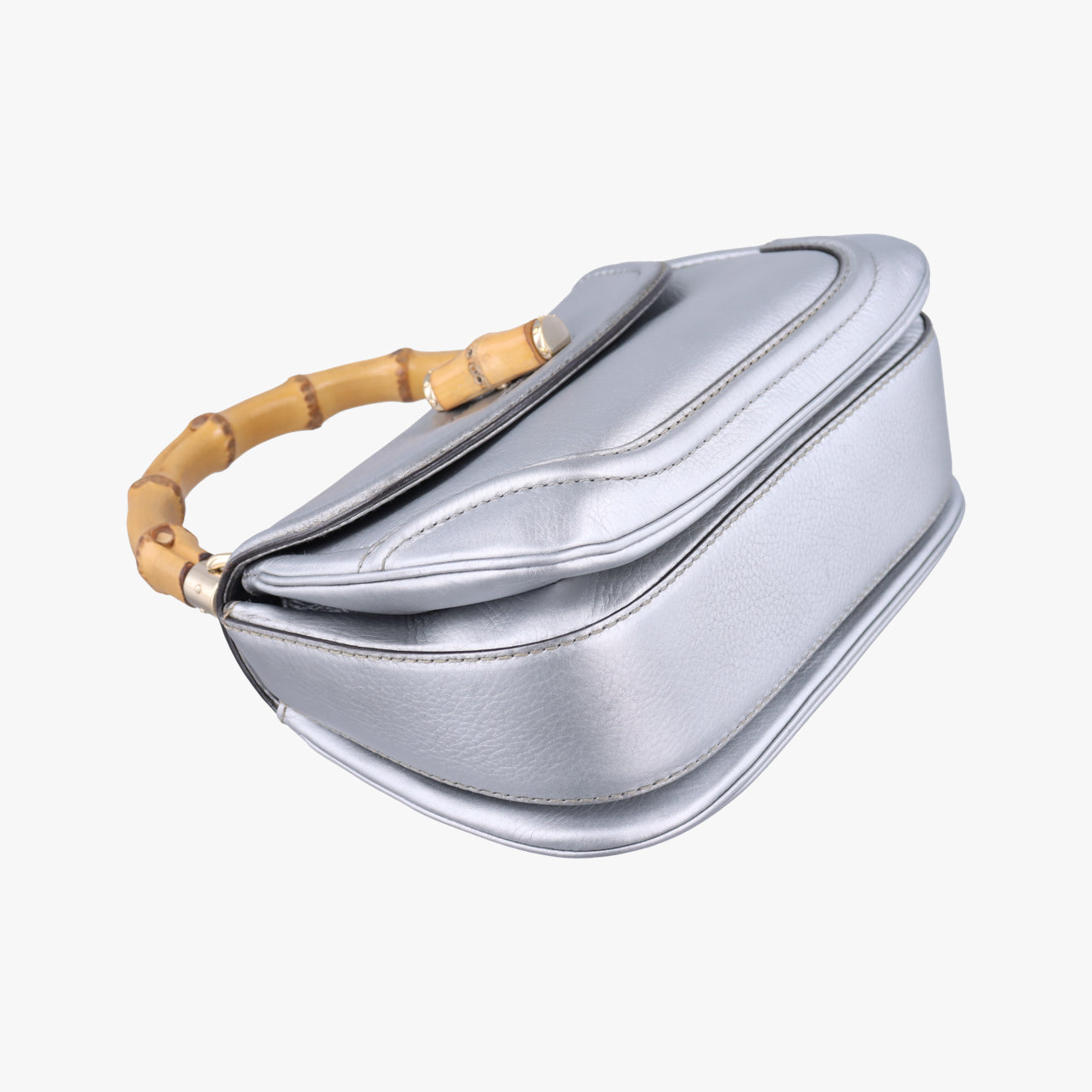 Pre-owned Gucci New Bamboo Silver Leather 254884 shoulderbag | stylenewstar