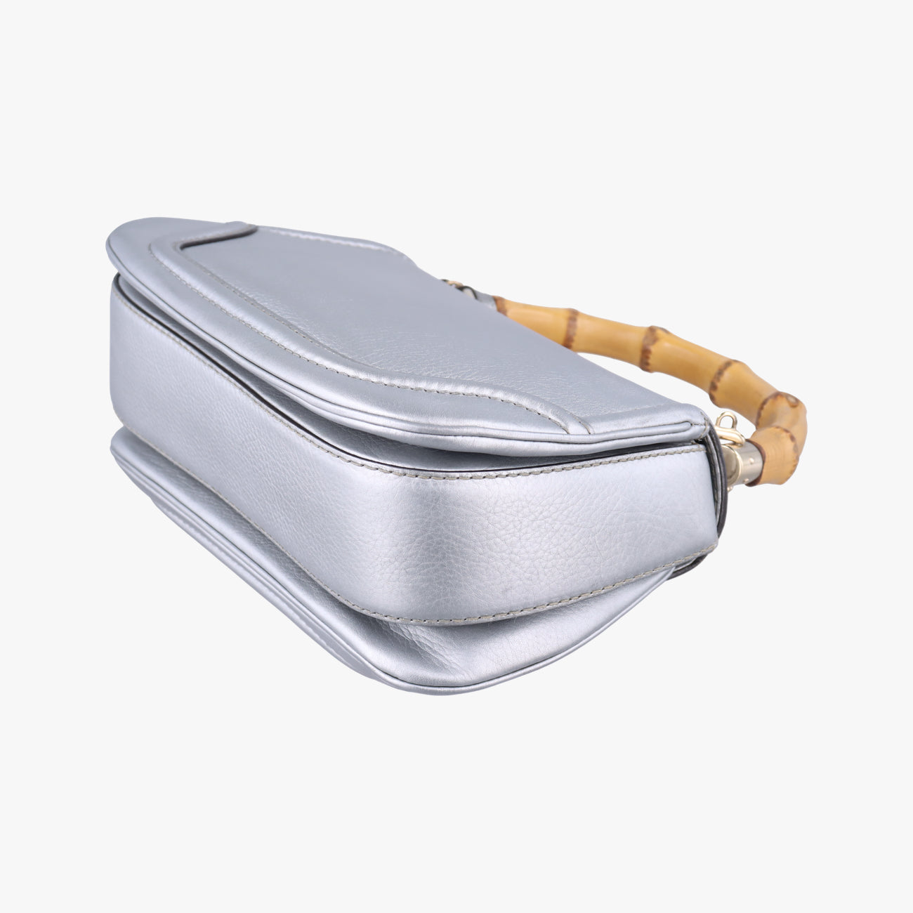 Pre-owned Gucci New Bamboo Silver Leather 254884 shoulderbag | stylenewstar