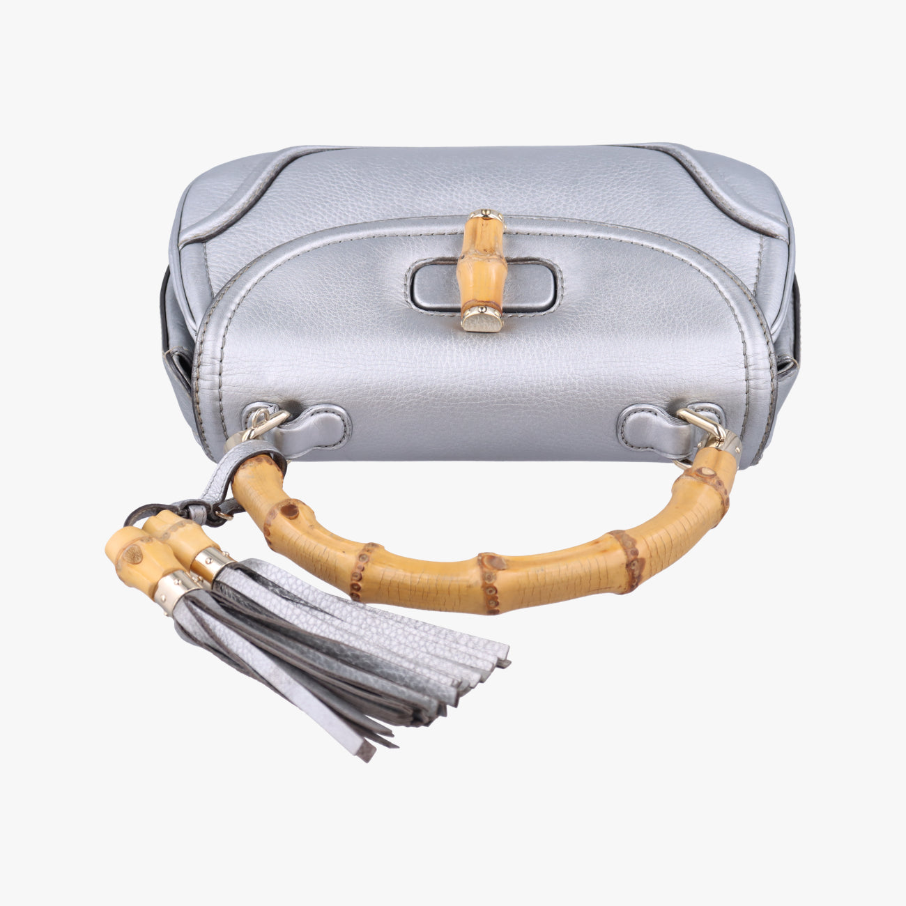 Pre-owned Gucci New Bamboo Silver Leather 254884 shoulderbag | stylenewstar