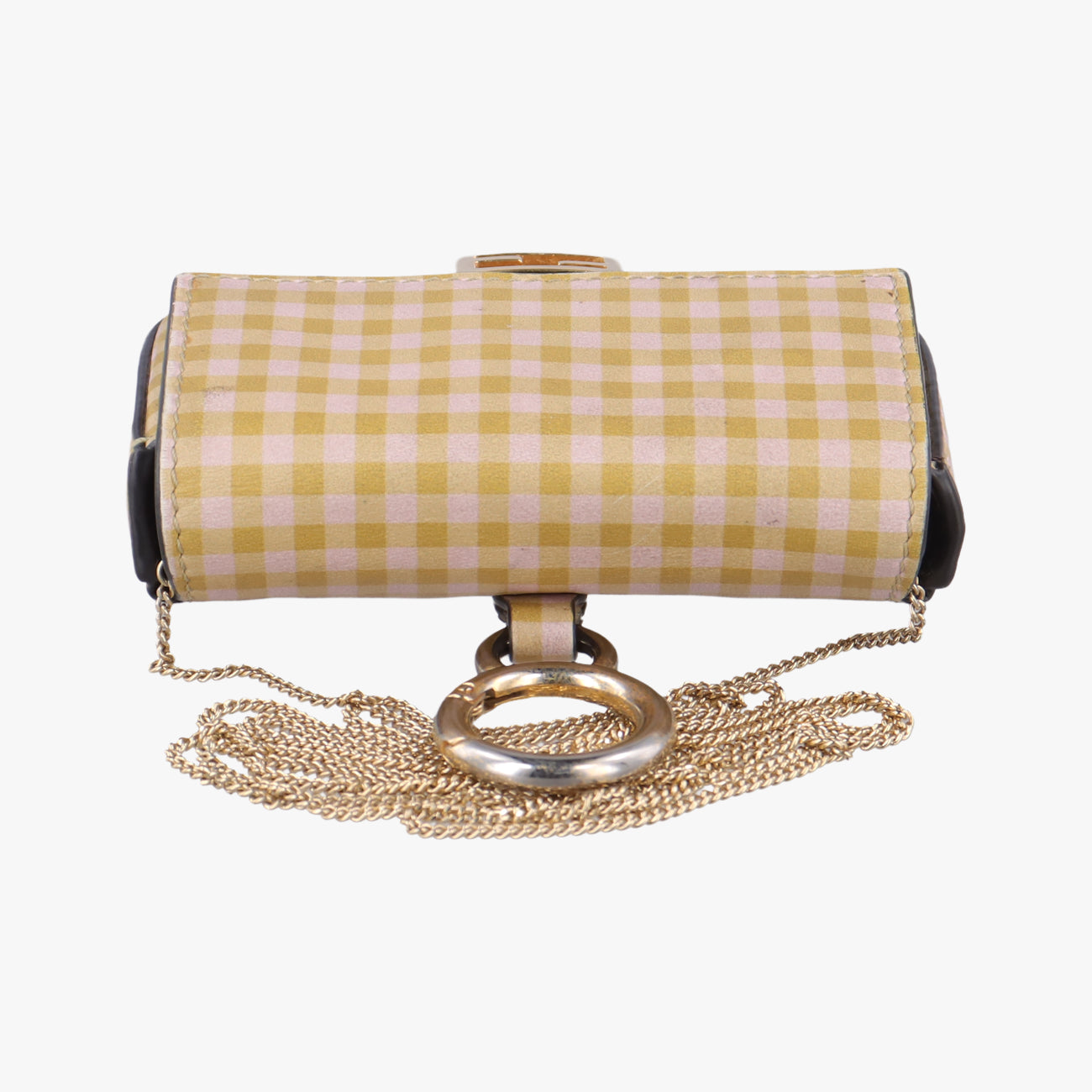 Pre-owned Fendi Nano Baguette Charm Yellow Canvas 7AR844 shoulderbag | stylenewstar