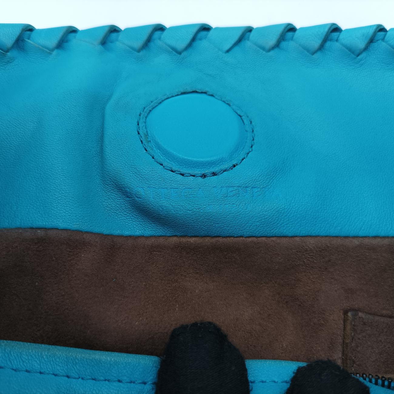 Pre-owned Bottega Veneta Python Intrecciato Blue lambskin  shoulderbag | stylenewstar