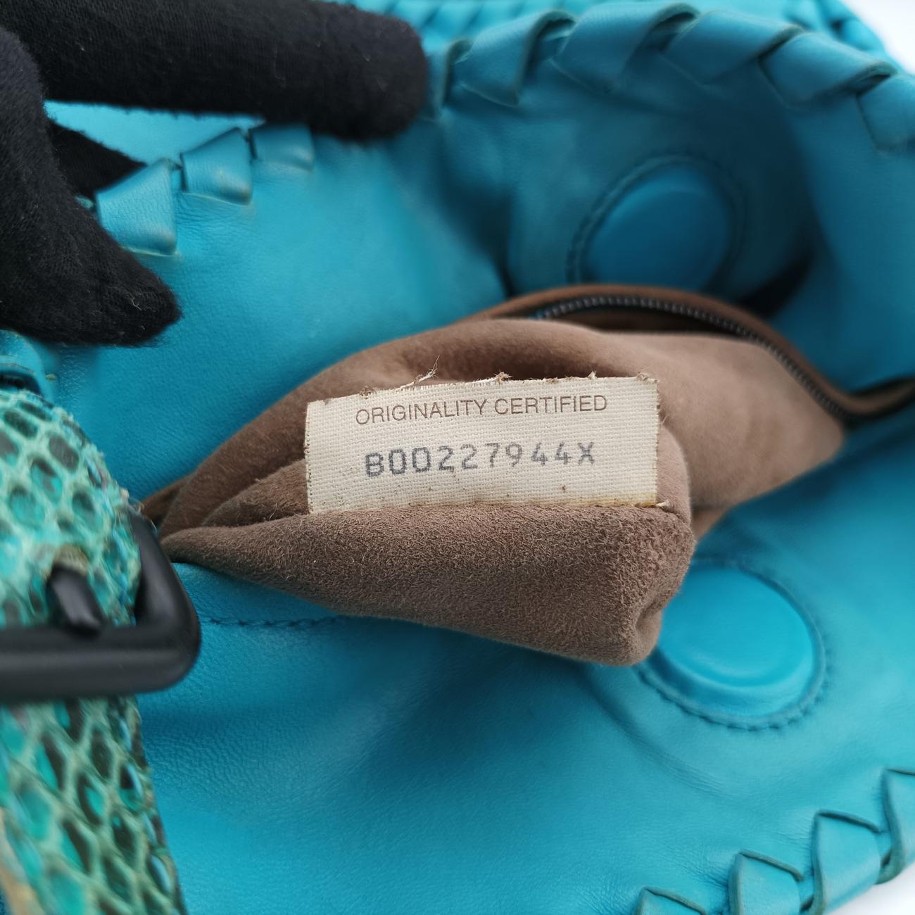 Pre-owned Bottega Veneta Python Intrecciato Blue lambskin  shoulderbag | stylenewstar