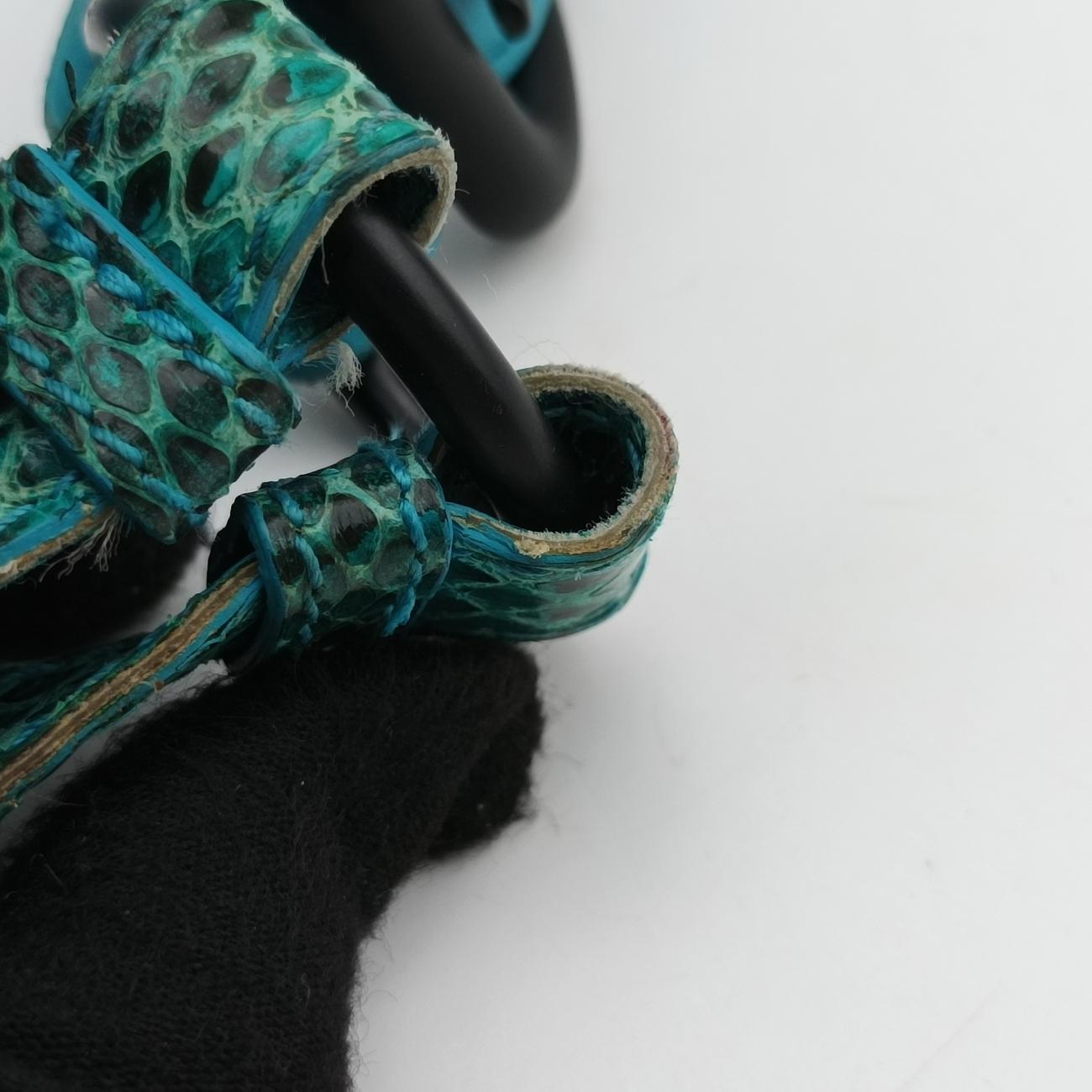 Pre-owned Bottega Veneta Python Intrecciato Blue lambskin  shoulderbag | stylenewstar