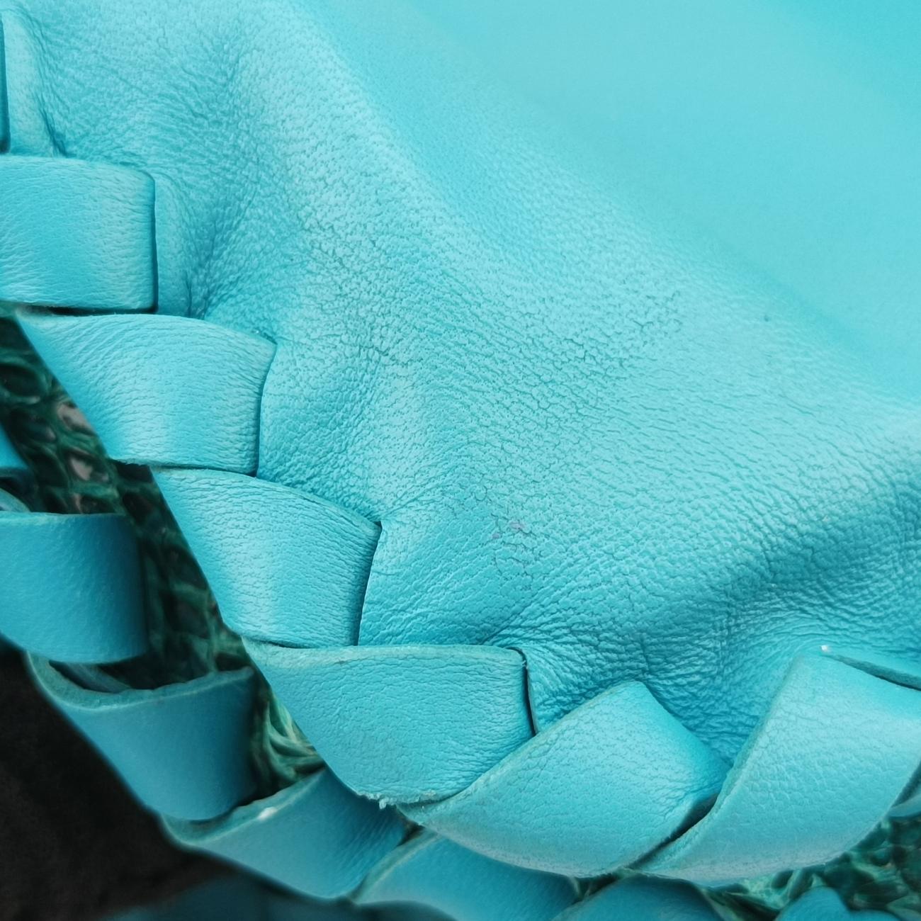 Pre-owned Bottega Veneta Python Intrecciato Blue lambskin  shoulderbag | stylenewstar