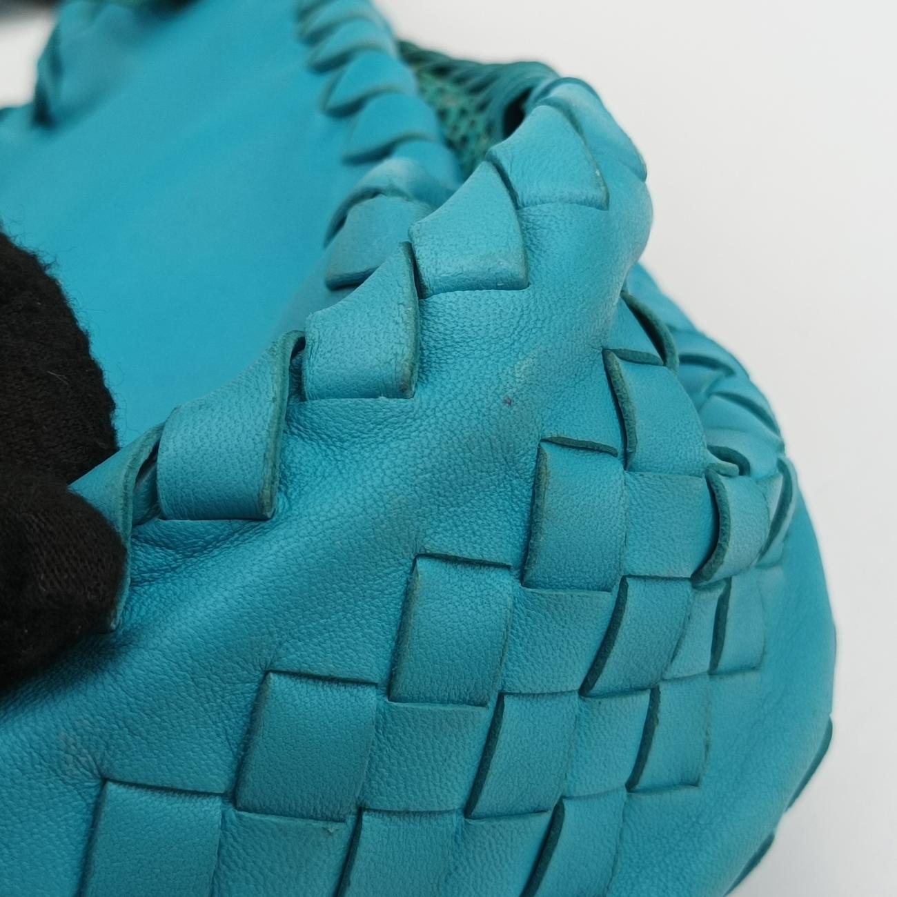 Pre-owned Bottega Veneta Python Intrecciato Blue lambskin  shoulderbag | stylenewstar