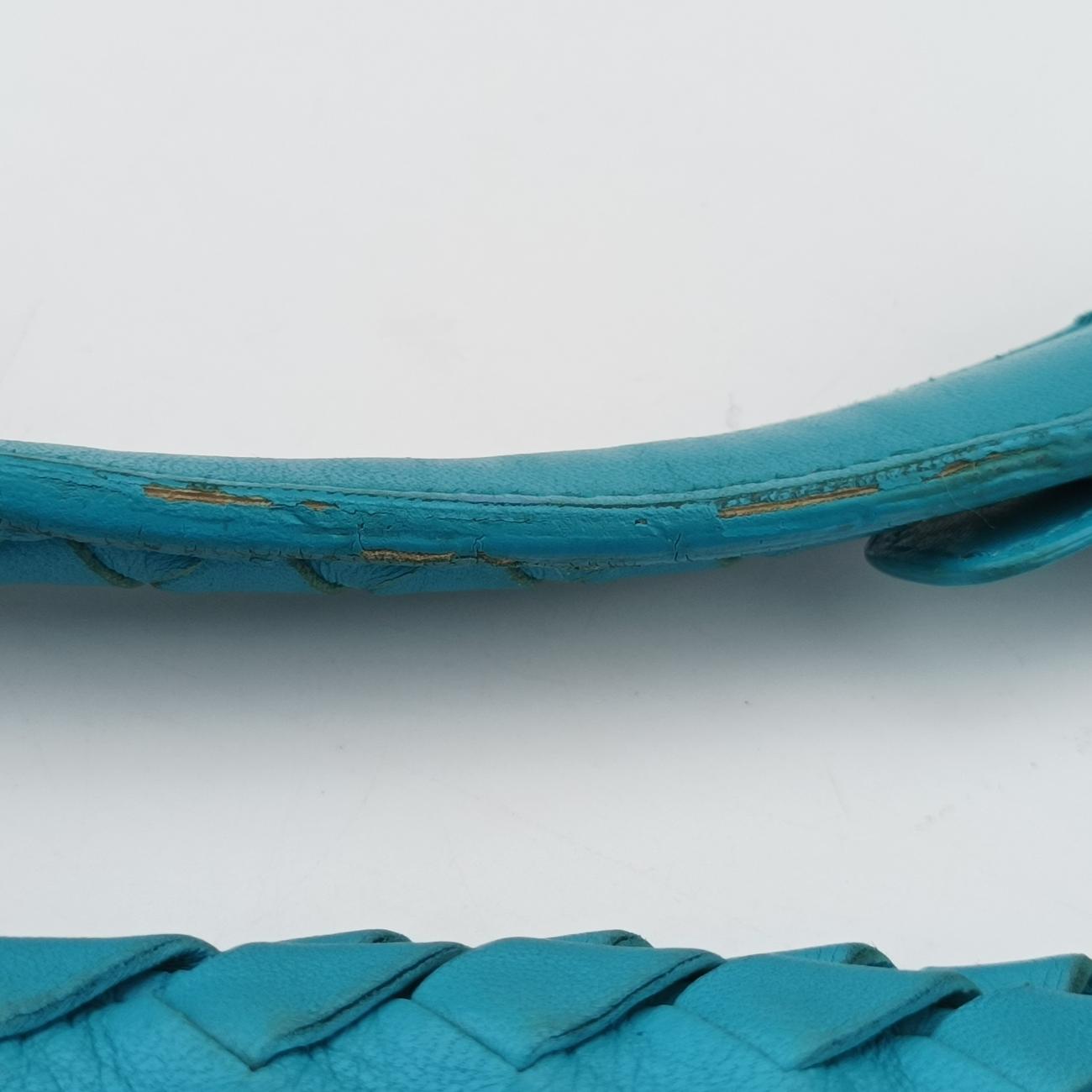 Pre-owned Bottega Veneta Python Intrecciato Blue lambskin  shoulderbag | stylenewstar