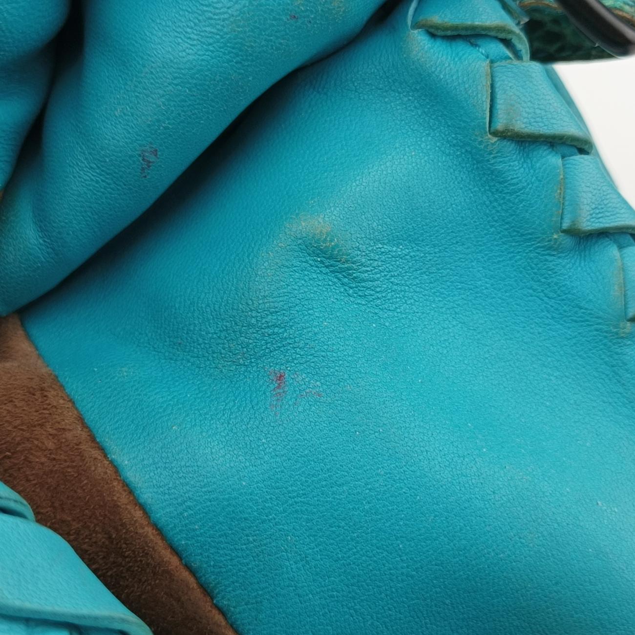 Pre-owned Bottega Veneta Python Intrecciato Blue lambskin  shoulderbag | stylenewstar