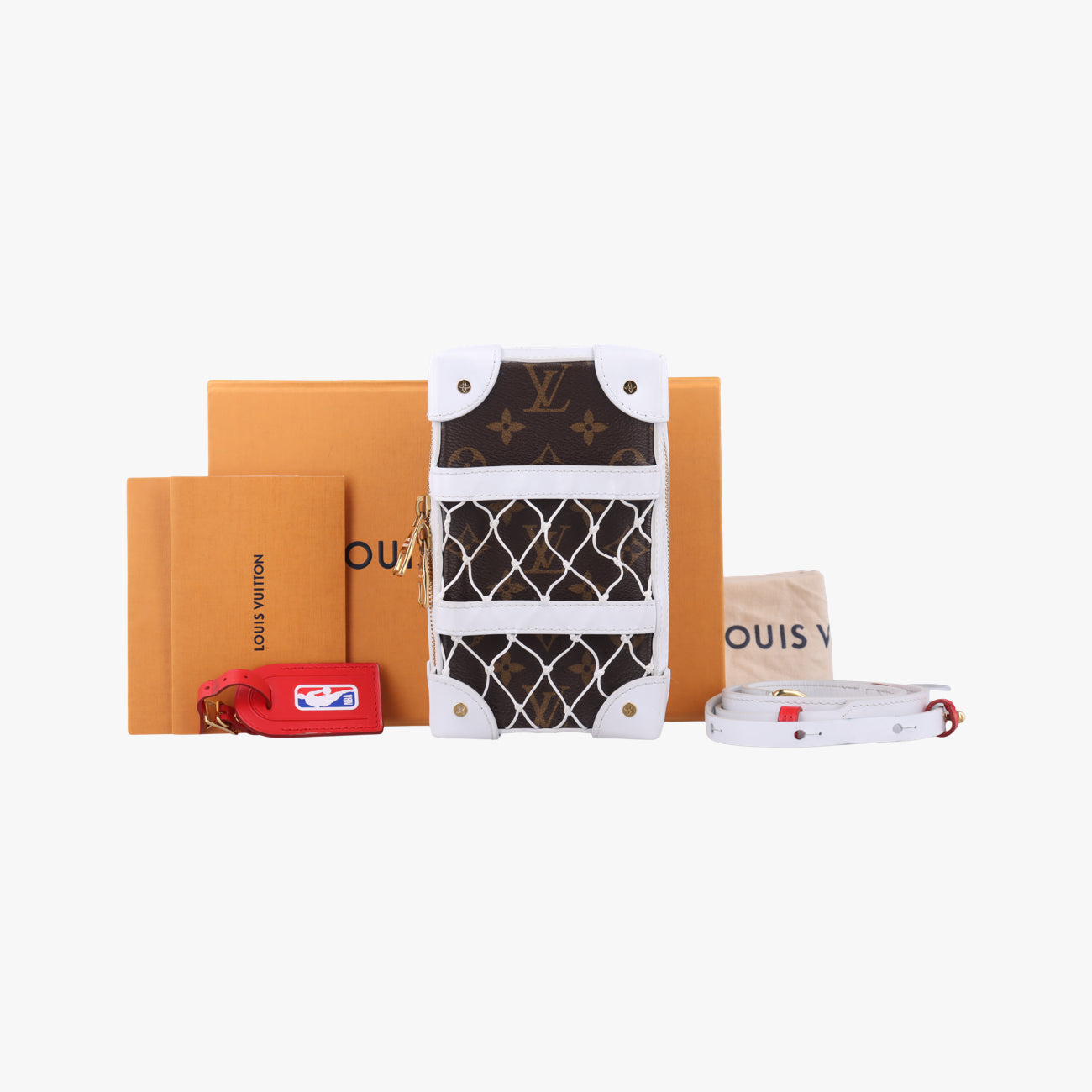 Soft Trunk Phone Box Brown x White Monogram Reverse Canvas TJ4240 ICチップ