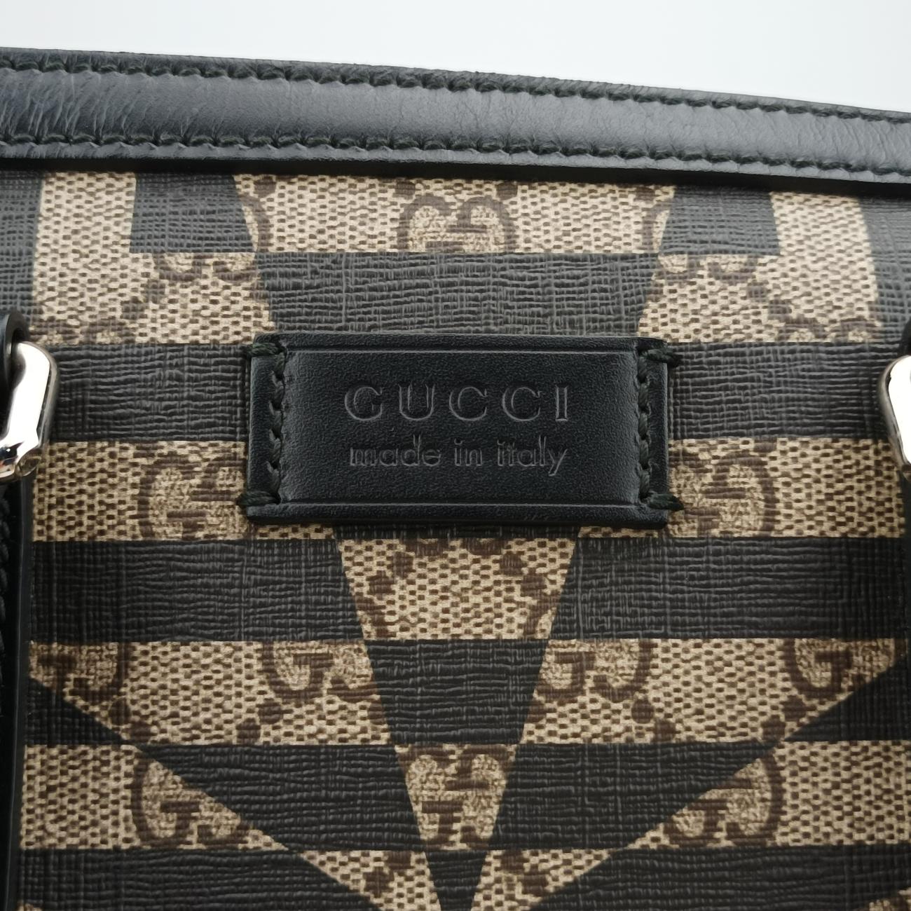 Pre-owned Gucci KALEIDO beige×black PVC coated canvas 406384 handbag | stylenewstar