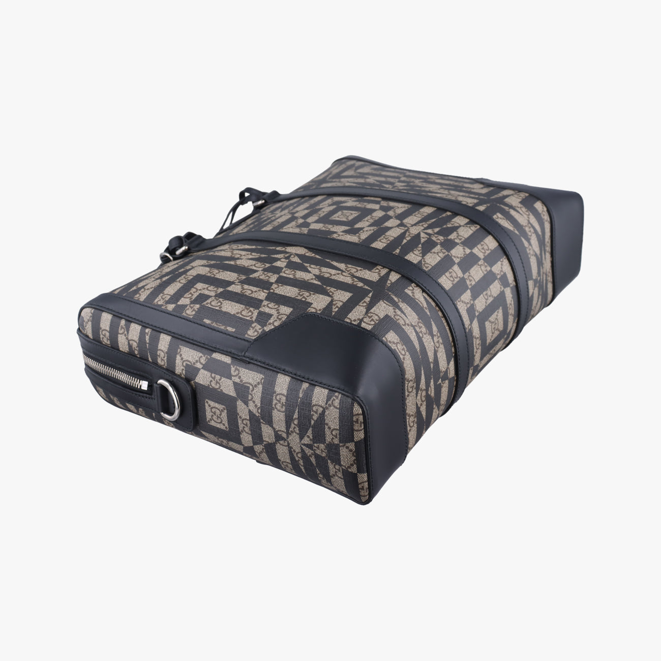 Pre-owned Gucci KALEIDO beige×black PVC coated canvas 406384 handbag | stylenewstar