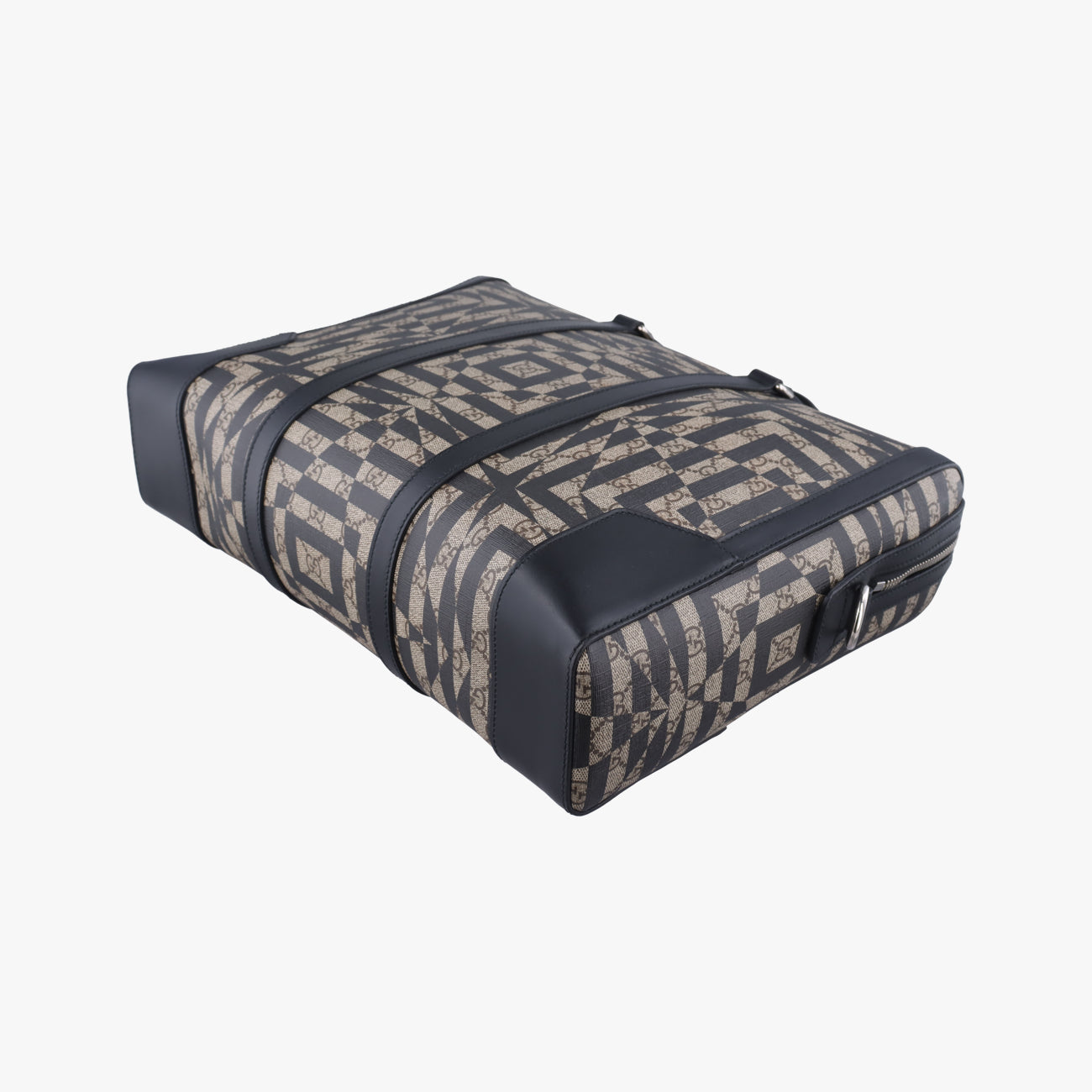 Pre-owned Gucci KALEIDO beige×black PVC coated canvas 406384 handbag | stylenewstar