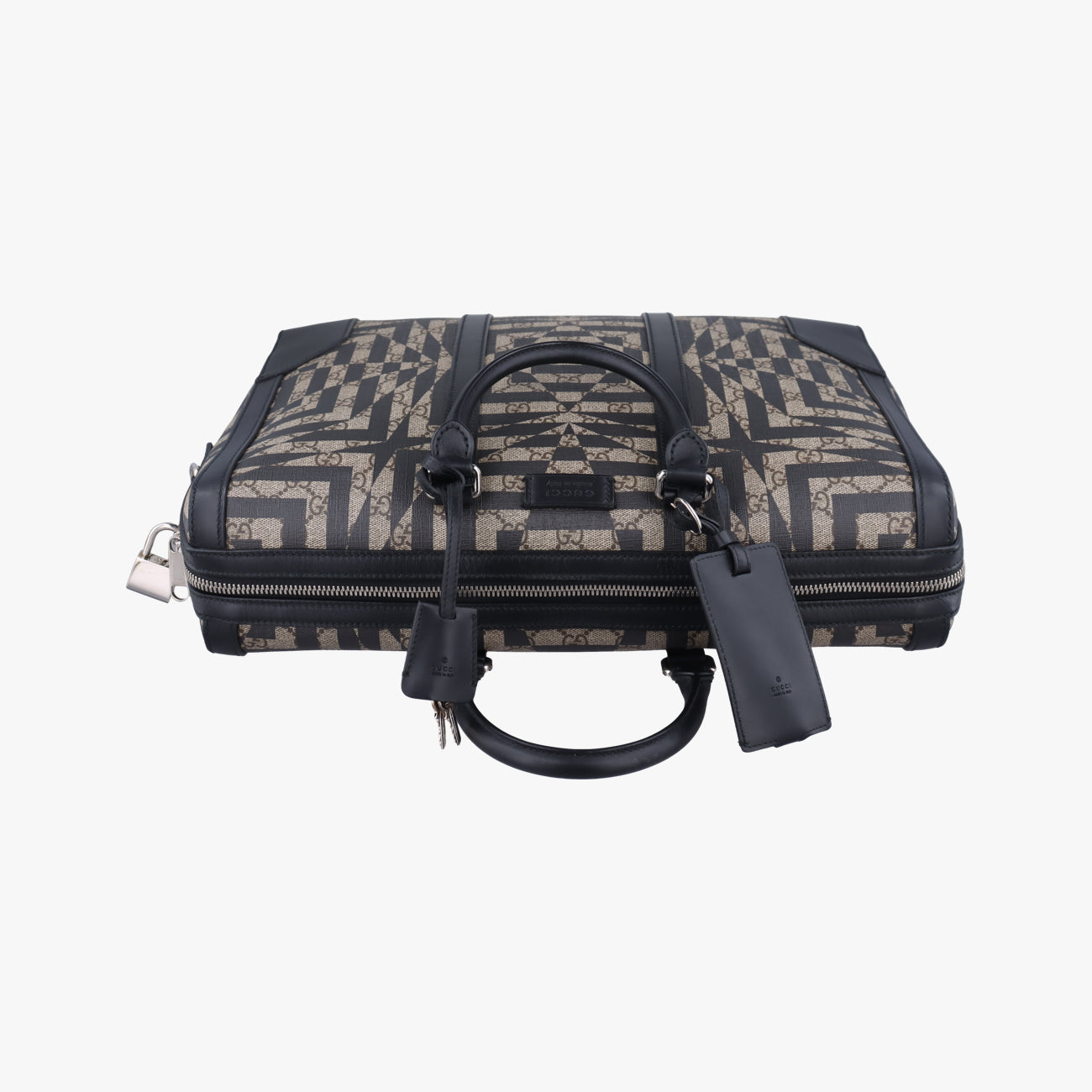 Pre-owned Gucci KALEIDO beige×black PVC coated canvas 406384 handbag | stylenewstar