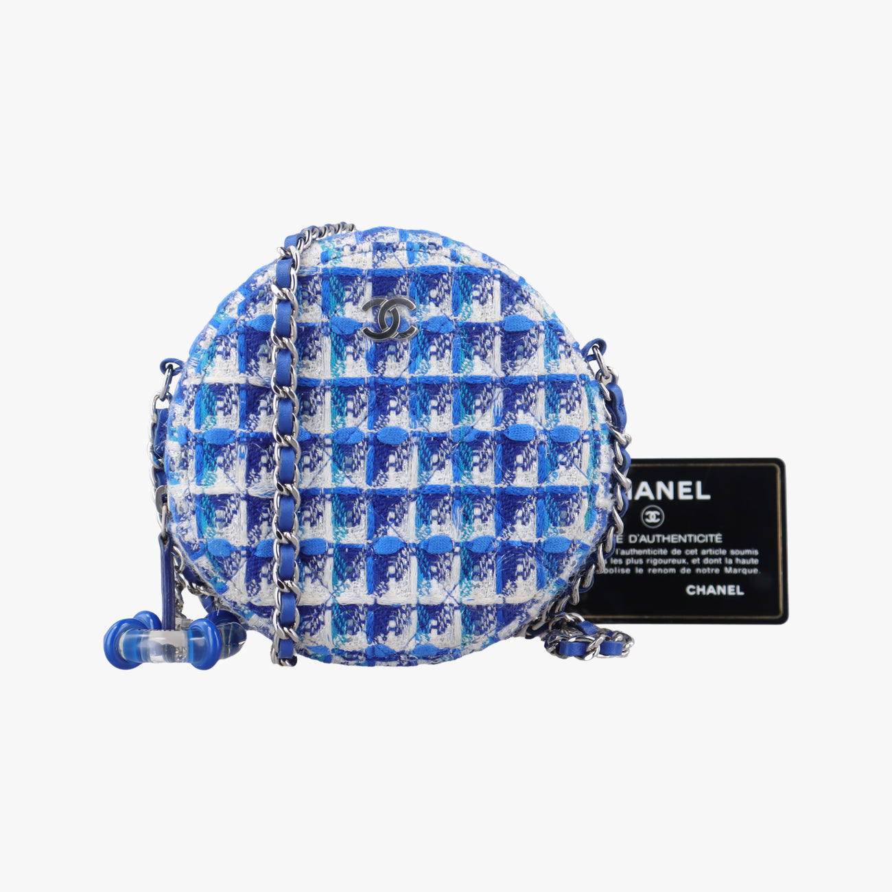 Pre-owned Chanel Matelasse Round Blue woolen A70657 shoulderbag | stylenewstar