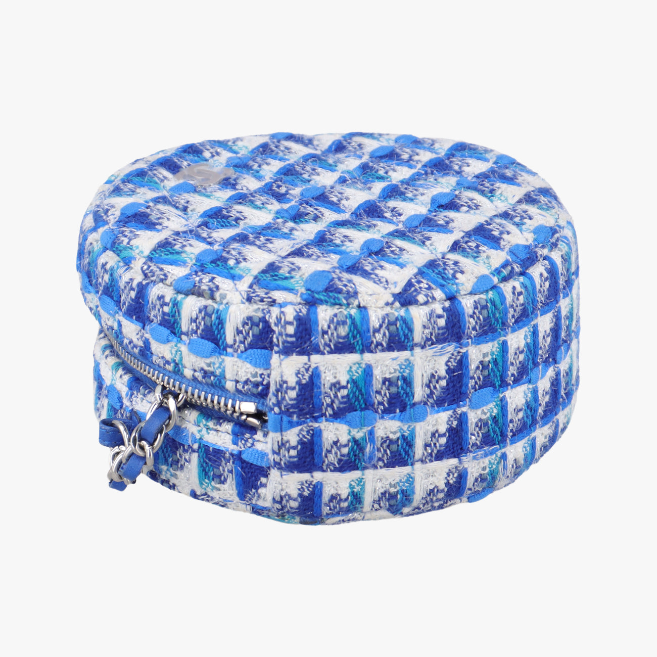 Pre-owned Chanel Matelasse Round Blue woolen A70657 shoulderbag | stylenewstar